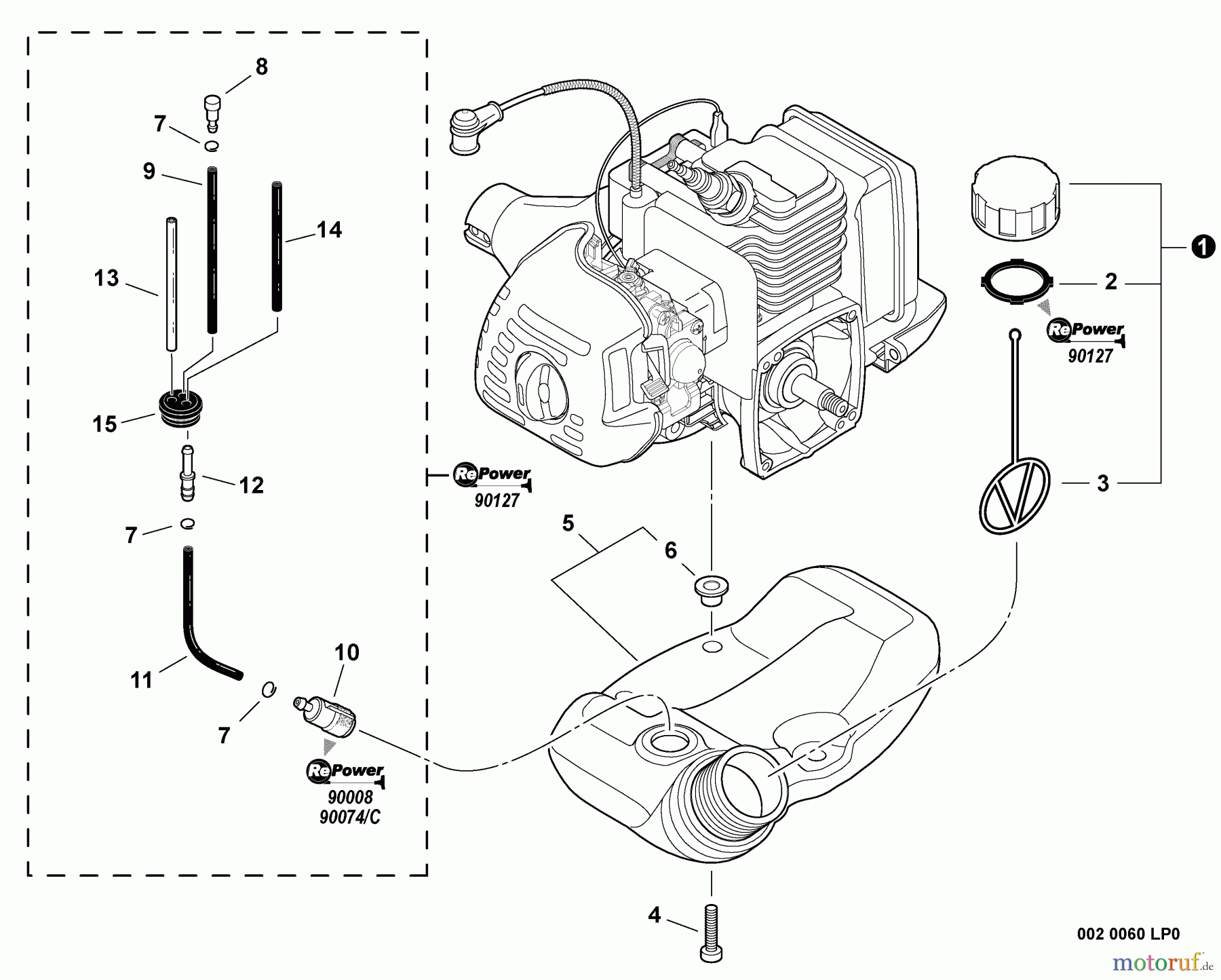  Echo Trimmer, Faden / Bürste GT-225 - Echo String Trimmer, S/N:S09313001001 - S09313999999 Fuel System  S/N: S09313034283 - S09313999999