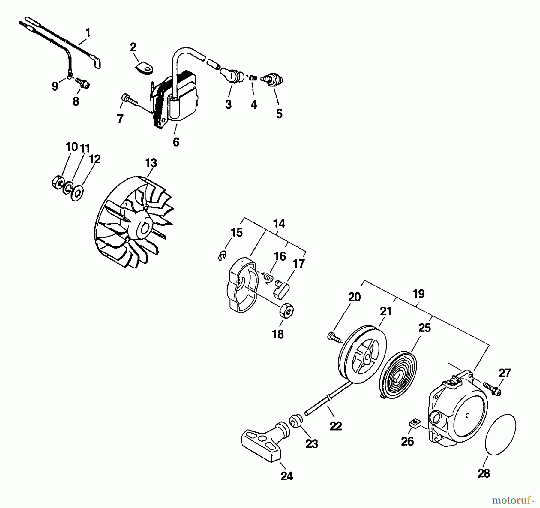  Echo Kantenschneider PE-2601 - Echo Edger (Type 1E) Ignition, Starter, Flywheel