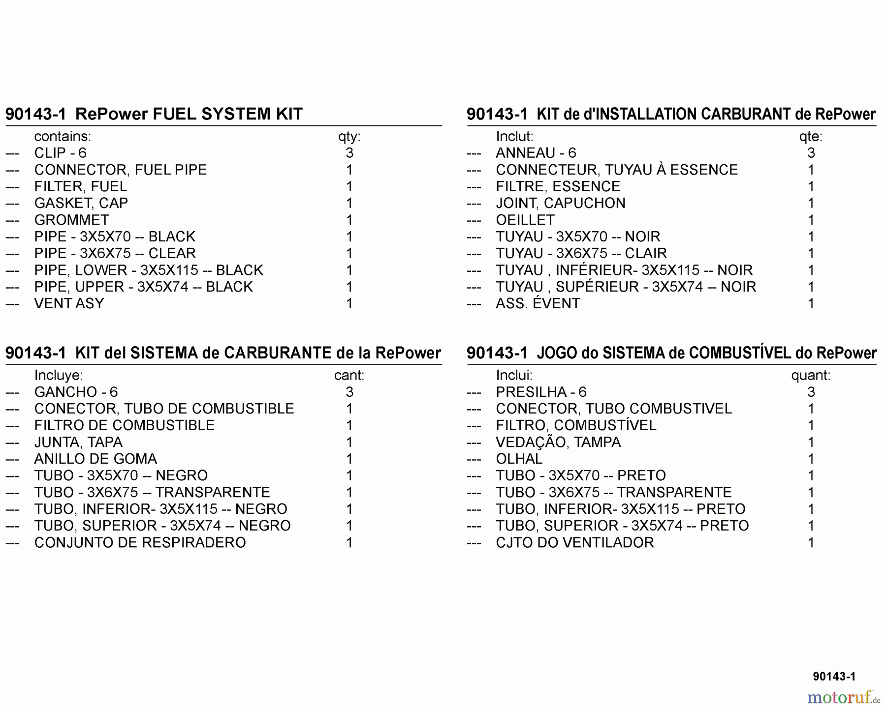  Echo Heckenscheren HC-152 - Echo Hedge Trimmers, S/N: S94012001001 - S94012999999 90143-1 RePower FUEL SYSTEM KIT
