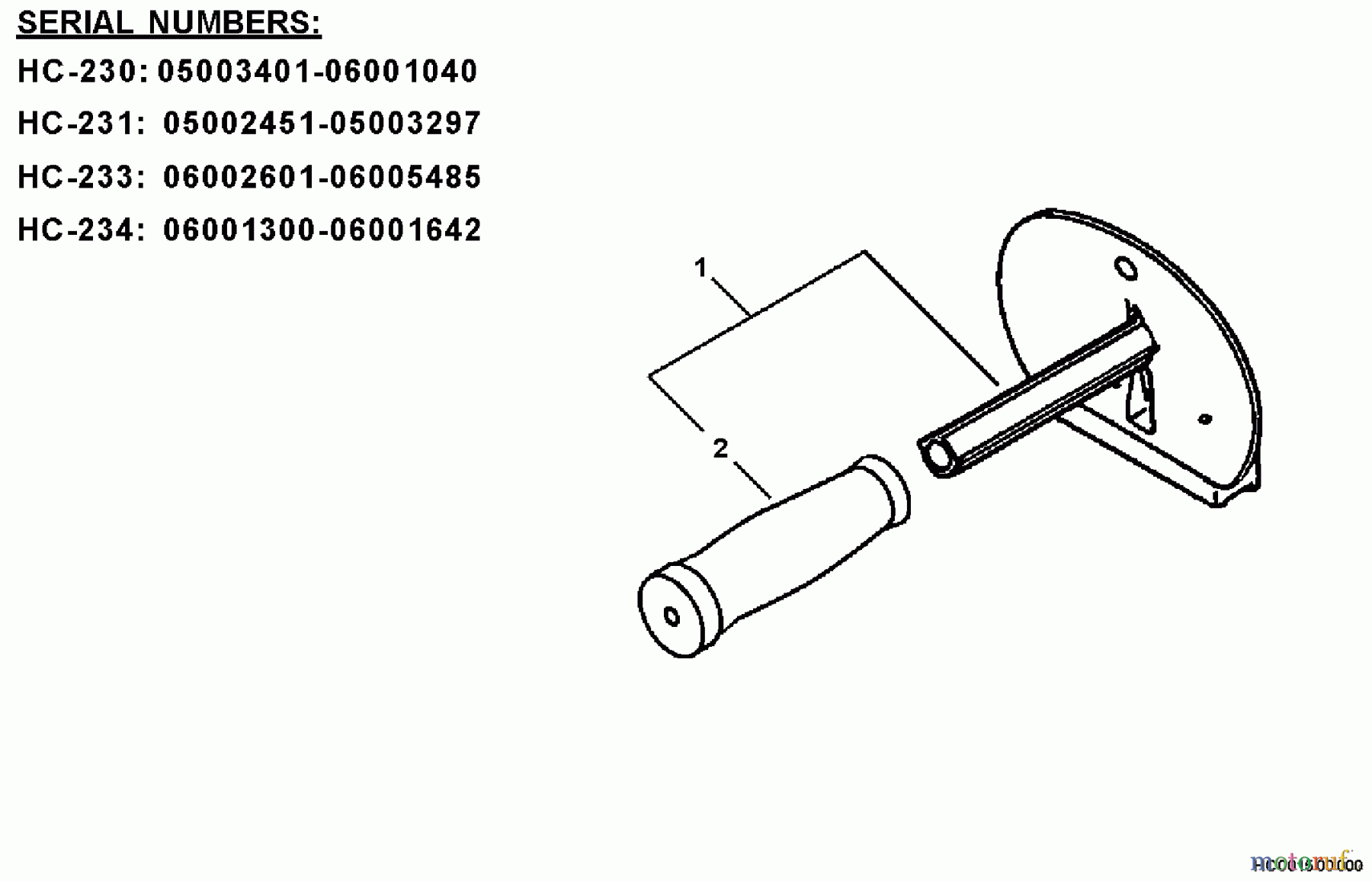  Echo Heckenscheren HC-230 - Echo Hedge Trimmer, S/N: 05001001 - 05999999 Side Handle  S/N: 05003401-05999999