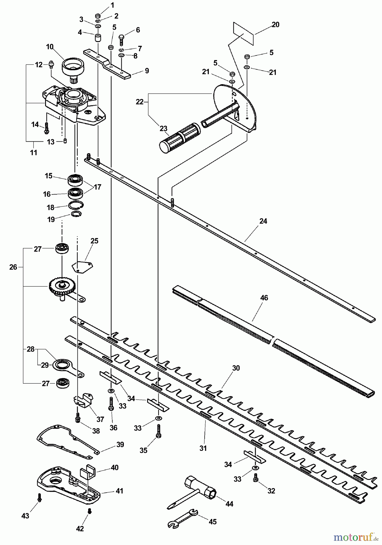  Echo Heckenscheren HC-2410 - Echo Hedge Trimmer (Type 2E) Gear Case, Blades, Tools