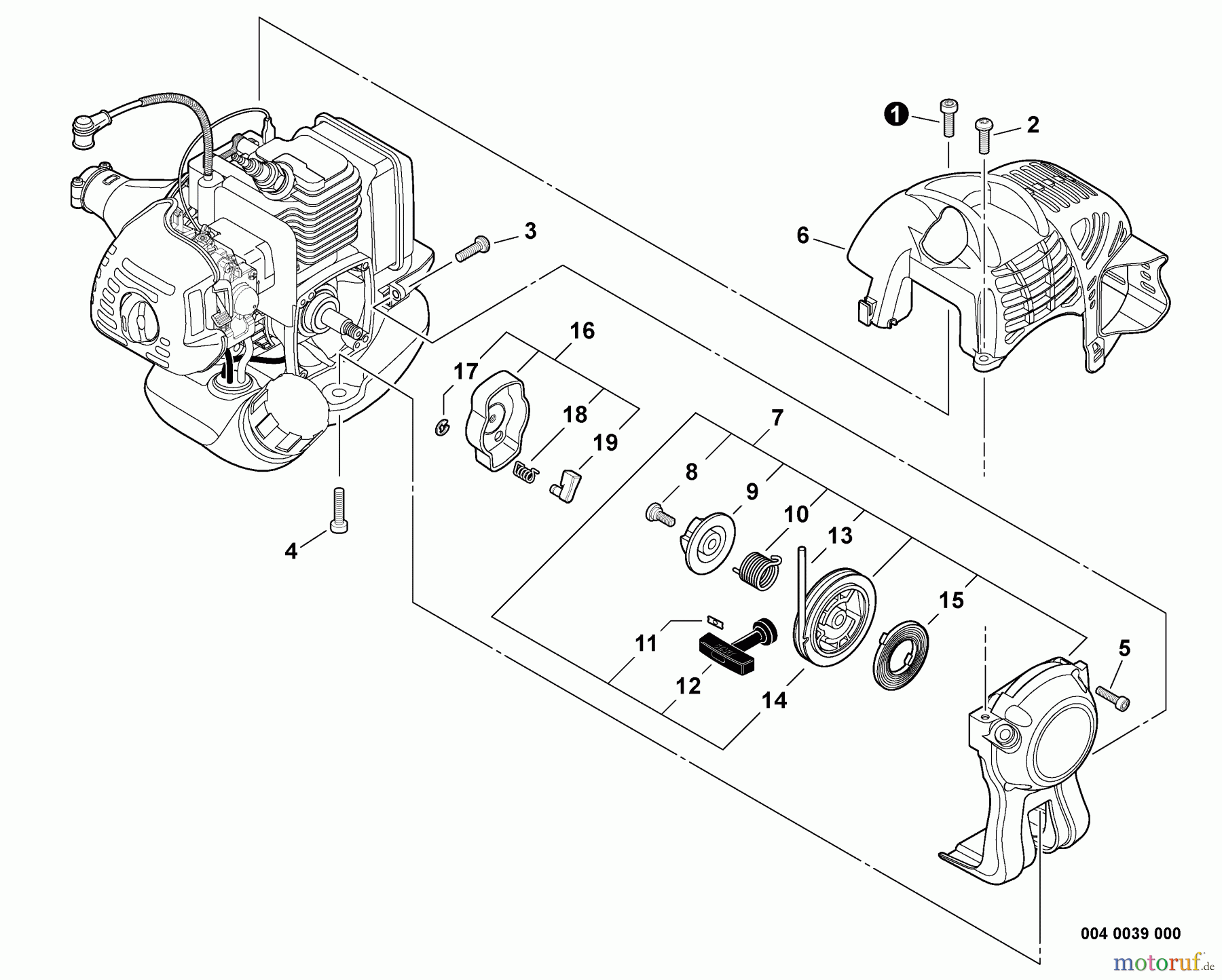  Echo Trimmer, Faden / Bürste PAS-225 - Echo Power Unit,  Engine Cover, Starter