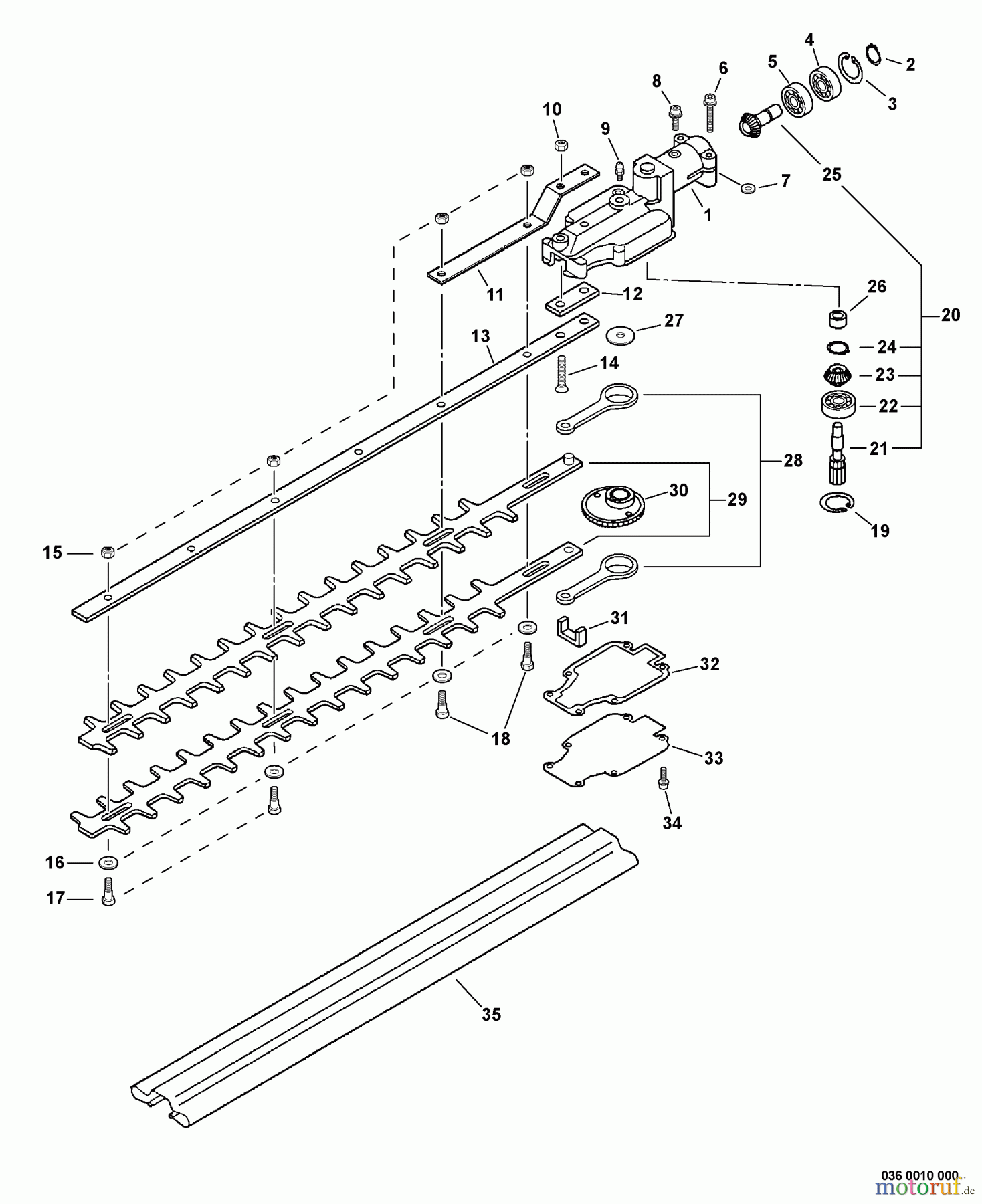 Echo Heckenscheren SHC-260 - Echo Shaft Hedge Trimmer, S/N: S69011001001 - S69011999999 Gear Case, Blades