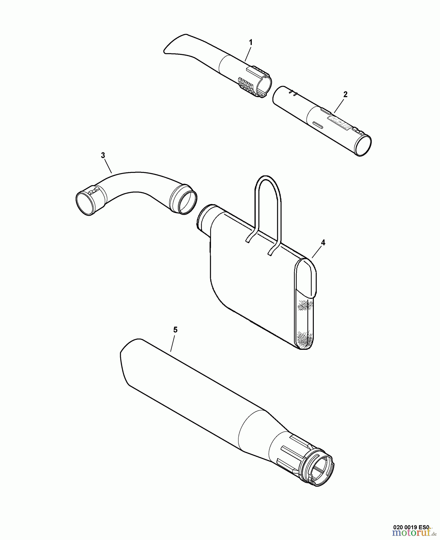  Echo Bläser / Sauger / Häcksler / Mulchgeräte	 ES-255 - Echo Shredder/Vacuum, S/N: P00811001001 - P00811999999 Blower Tubes, Suction Tubes, Dust Bag