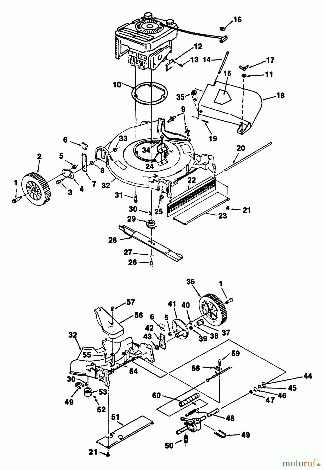  Echo Rasenmäher LM-204P - Echo Walk-Behind Lawn Mower Deck, Wheels, Front, Discharge Chute, Blade, Drv Sys, Wheels, Rear