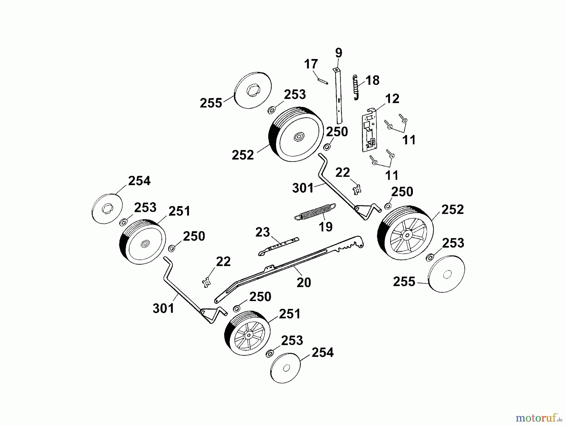  Wolf-Garten Petrol mower Esprit 40 TM 4004000 Series A  (2003) Wheels, Cutting hight adjustment