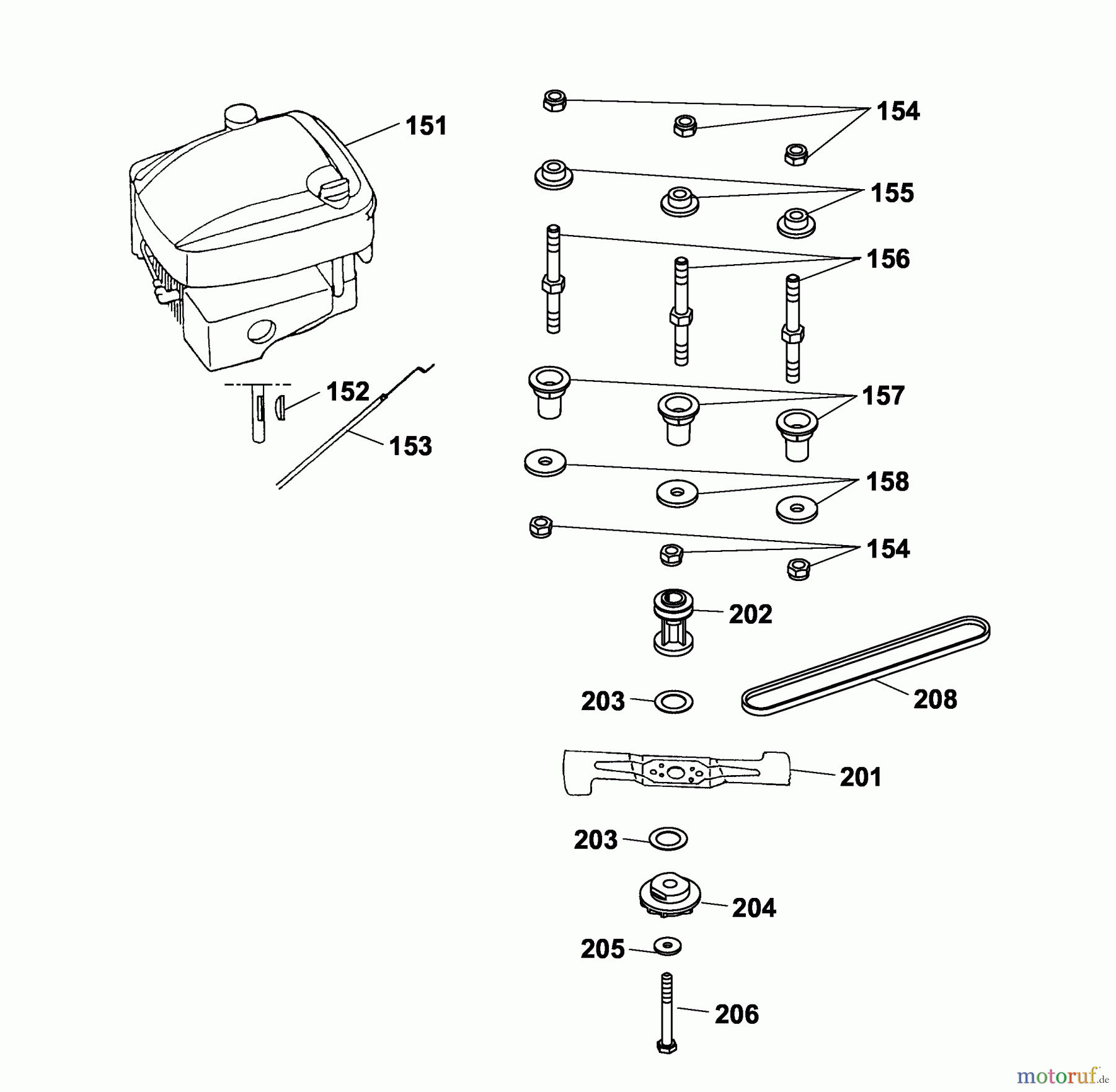Wolf-Garten Petrol mower self propelled Esprit 46 BA 4605000 Series B-D (2003) Blade, Blade adapter, Engine