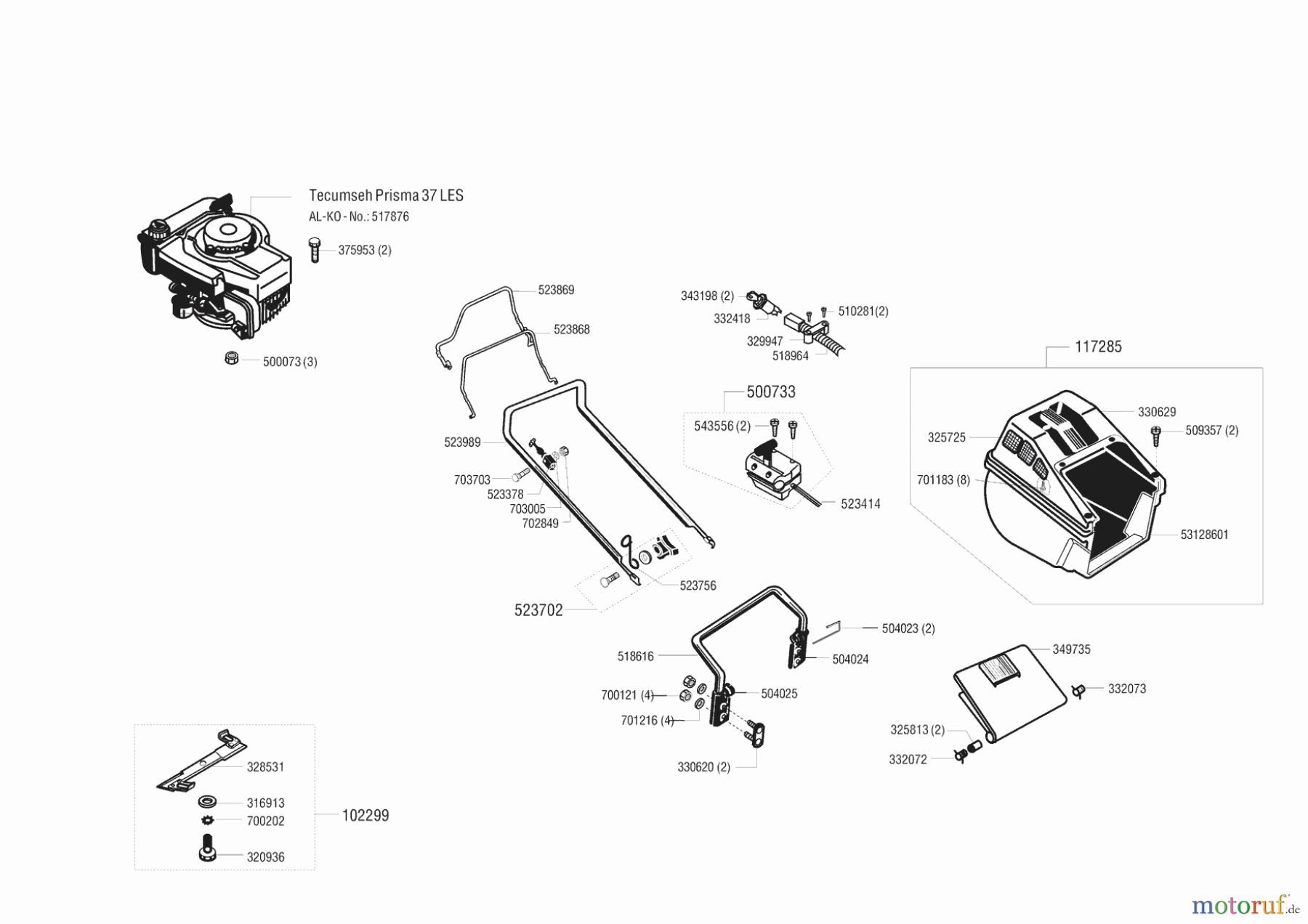 AL-KO Gartentechnik Benzinrasenmäher Turbo Silent HRE 04/1994 - 04/1995 Seite 1