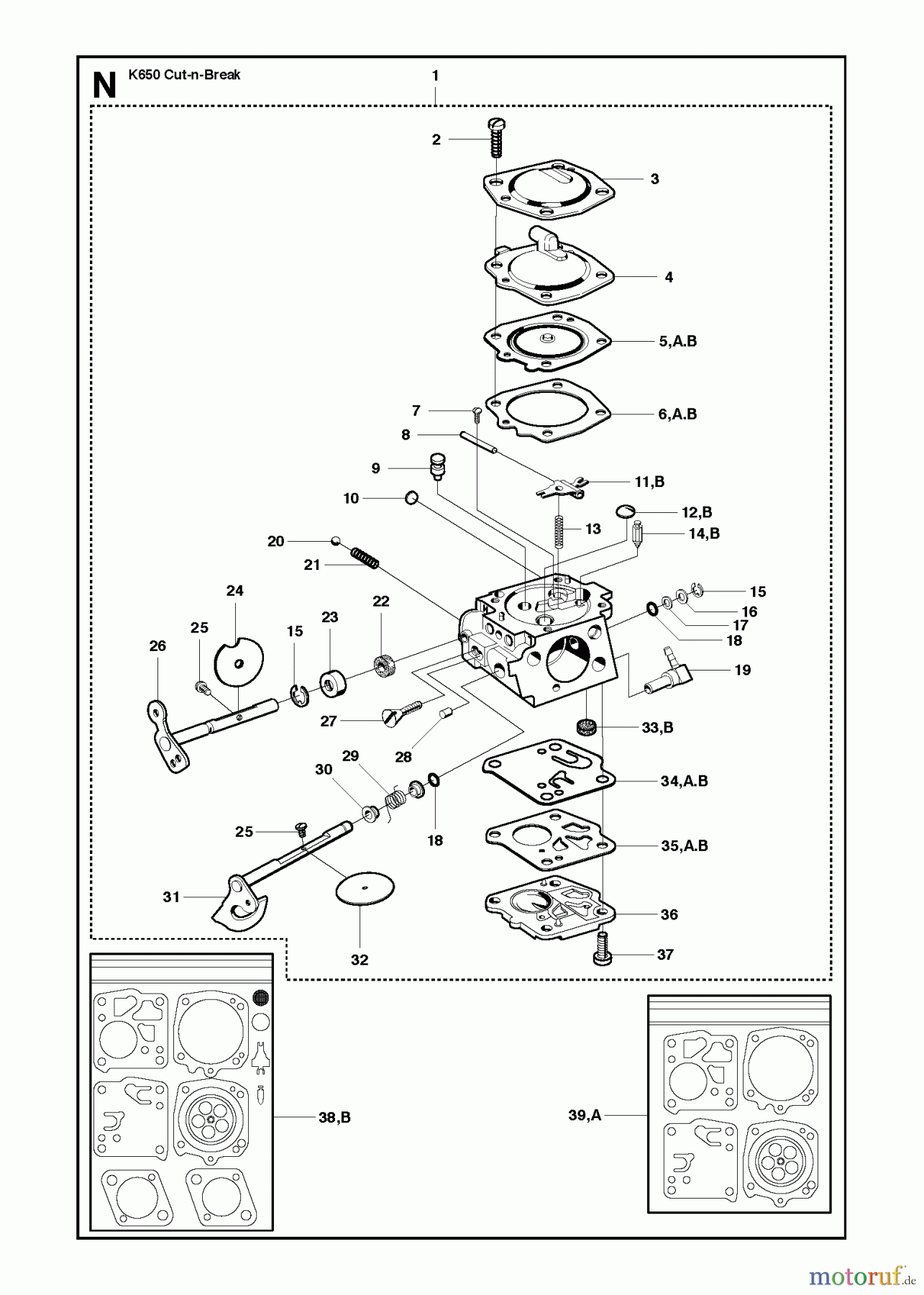 Trennschneider, Cut-Off K650 Cut-n-Break, 2008-11 CARBURETOR DETAILS