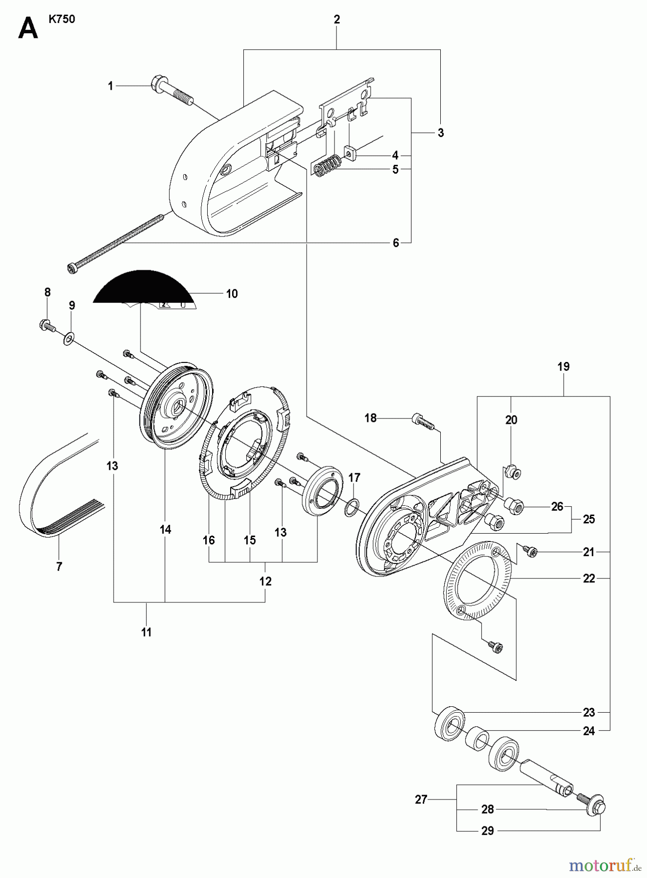  Trennschneider, Cut-Off K750, Oilguard, Rescue, 2007-07 BELT GUARD & PULLEY