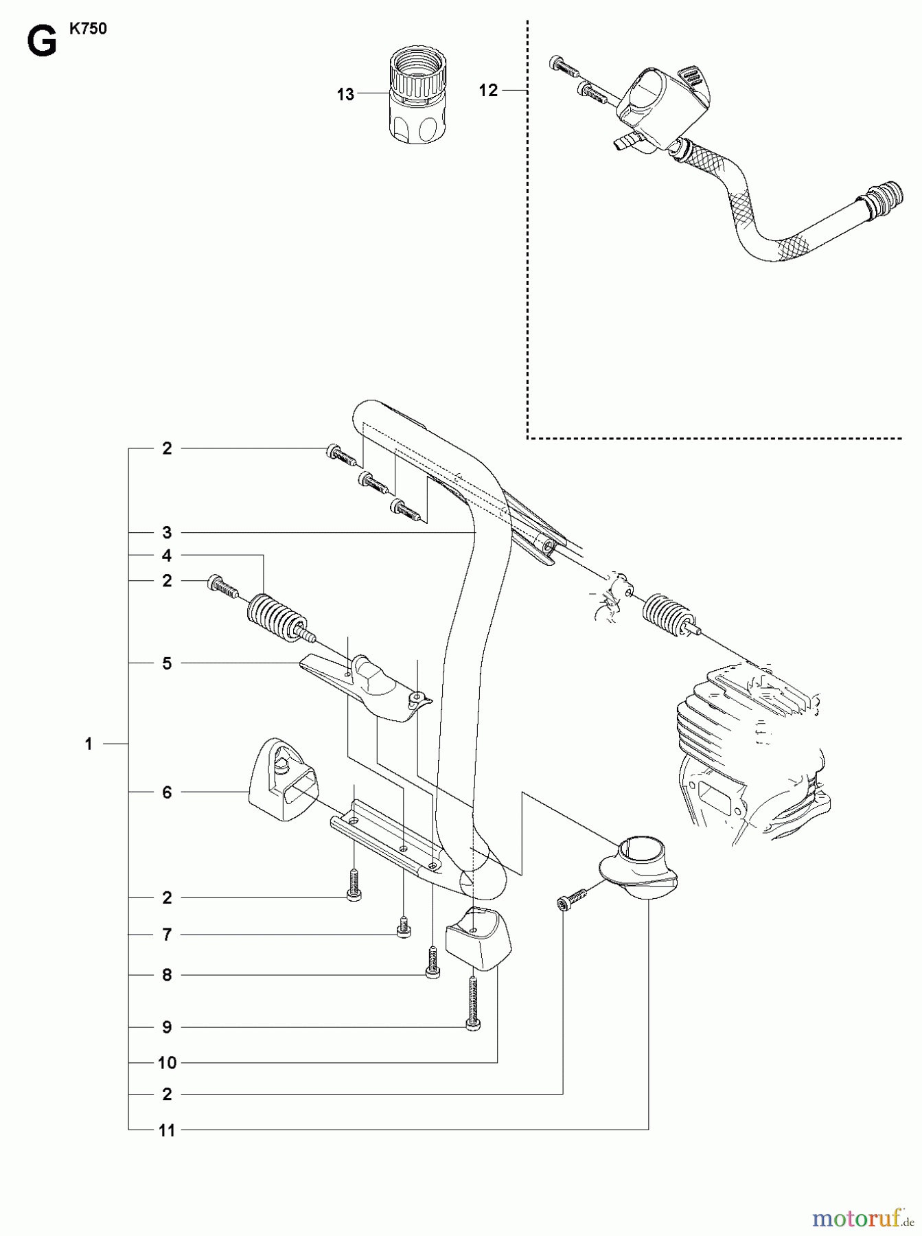  Trennschneider, Cut-Off K750, Rescue, Air Purge, Oil Guard, 2008-10 HANDLE