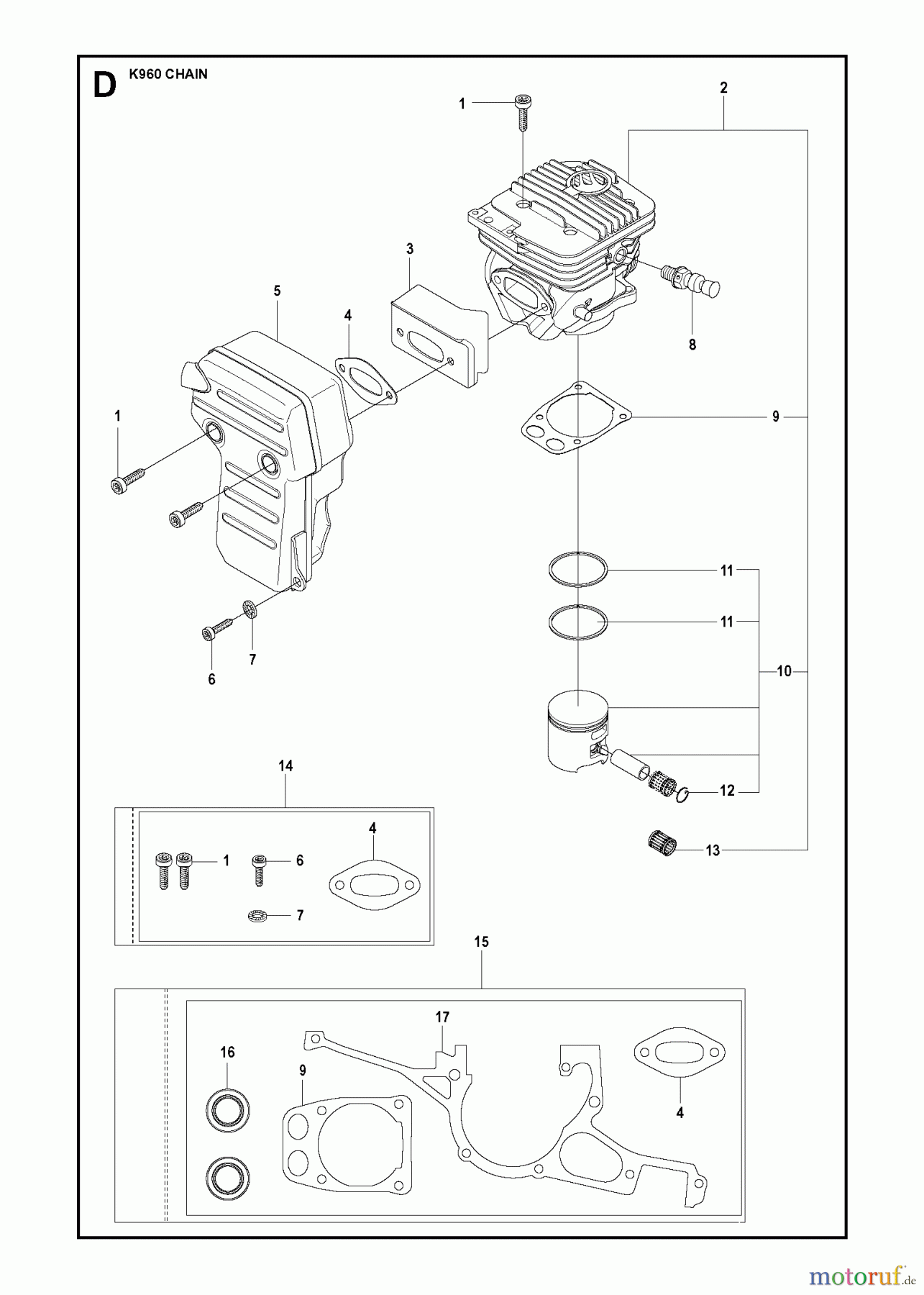  Trennschneider, Cut-Off K960 Chain, 2008-03 CYLINDER, PISTON & MUFFLER
