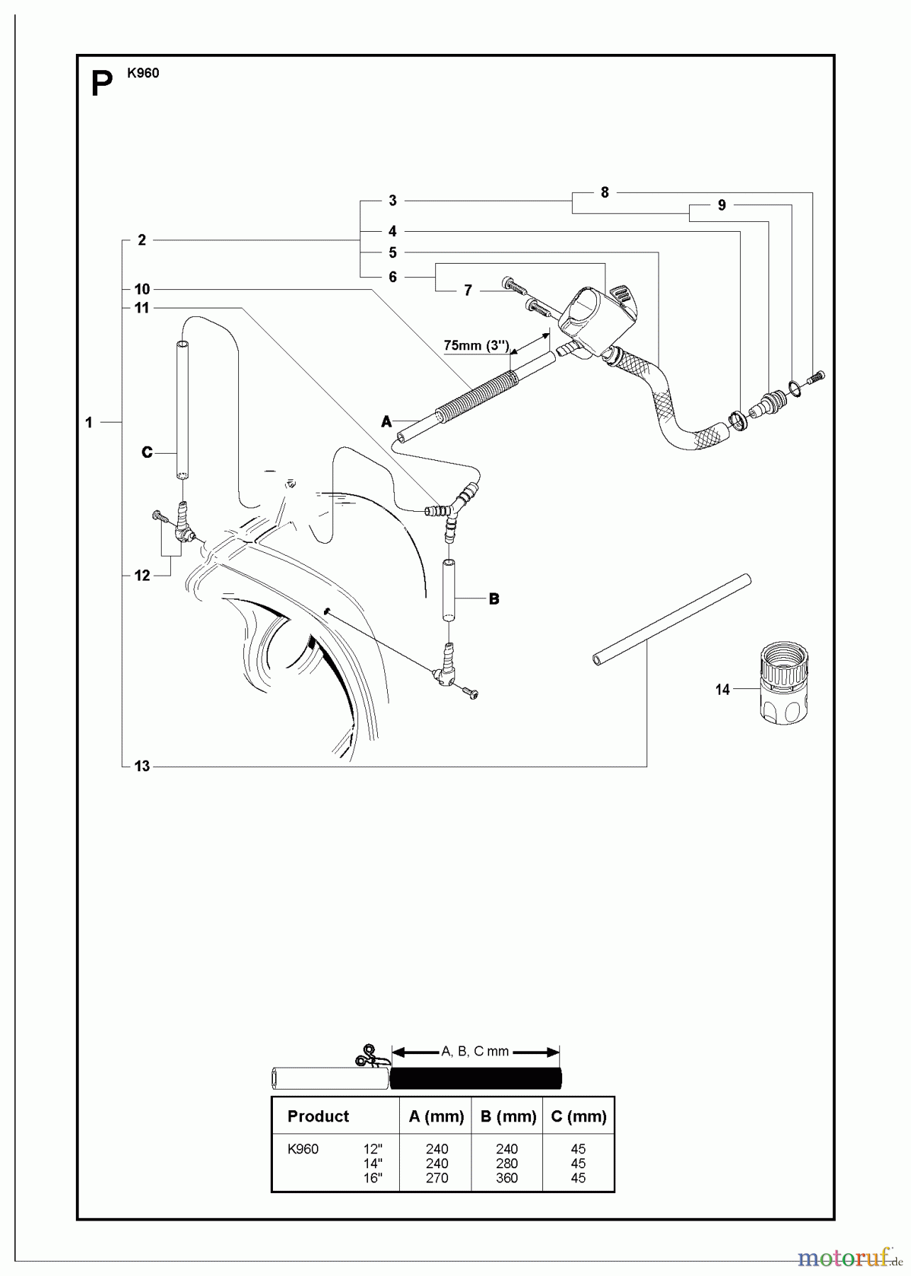  Trennschneider, Cut-Off K960 RESCUE, 2007-07 WATER HOSE KIT