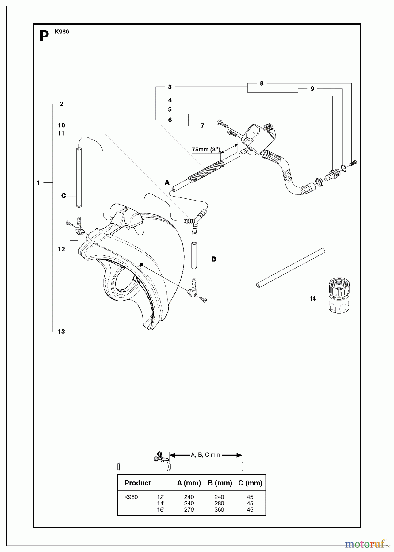  Trennschneider, Cut-Off K960, 2007-10 WATER HOSE KIT