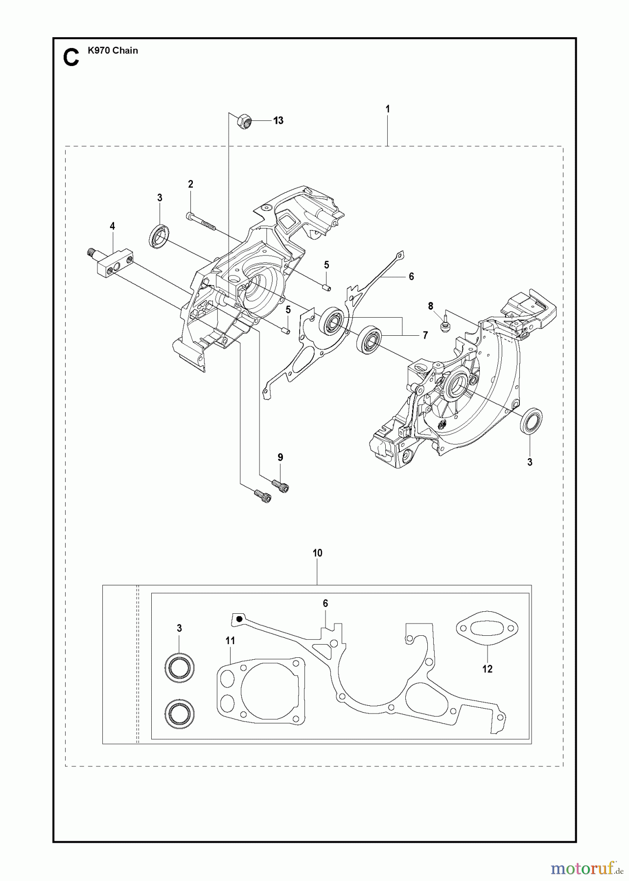  Trennschneider, Cut-Off K970 CHAIN, 2011-12 CRANKCASE