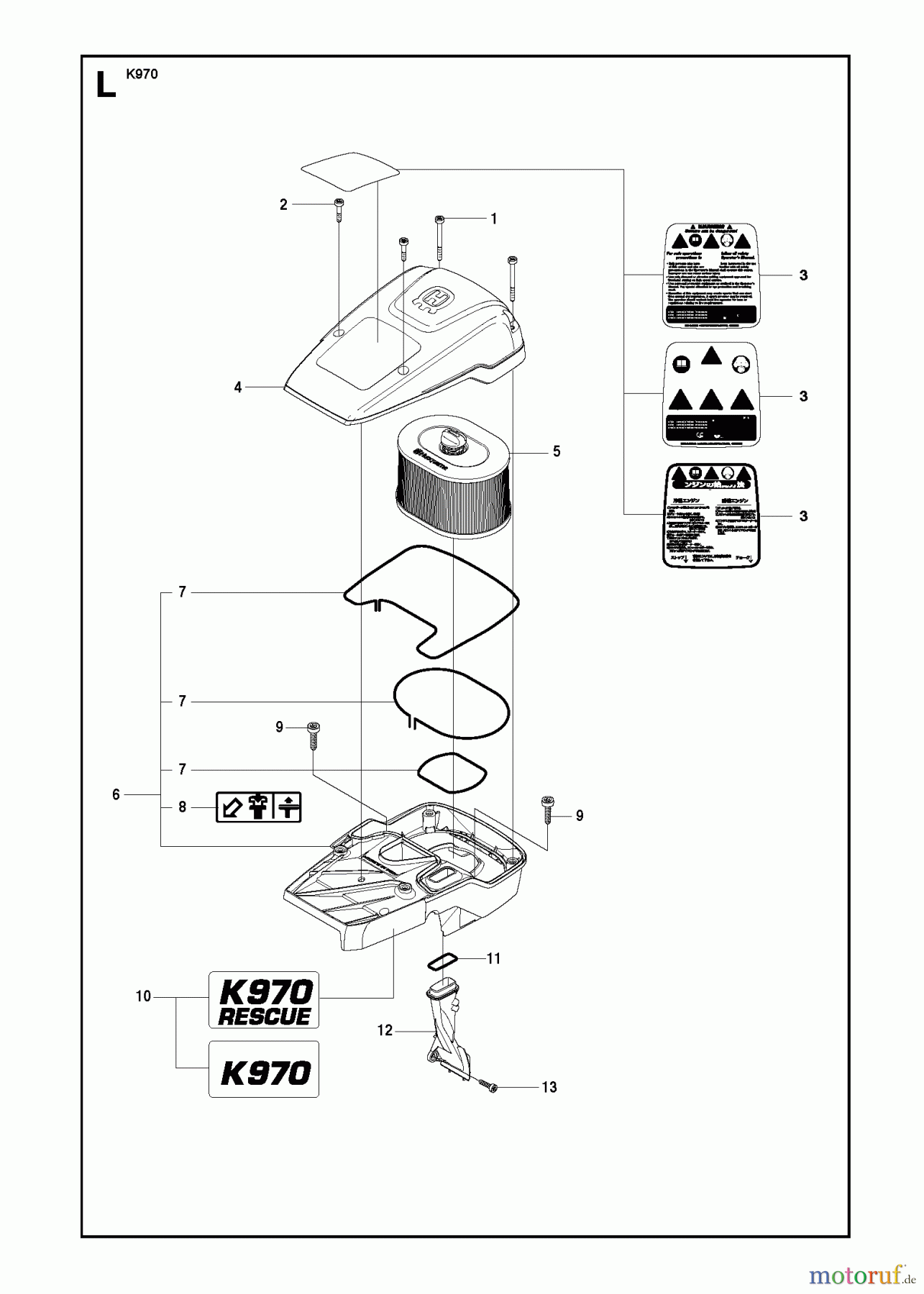  Trennschneider, Cut-Off K970, K970 RESCUE, 575697201, 2010-05 AIR FILTER COVER