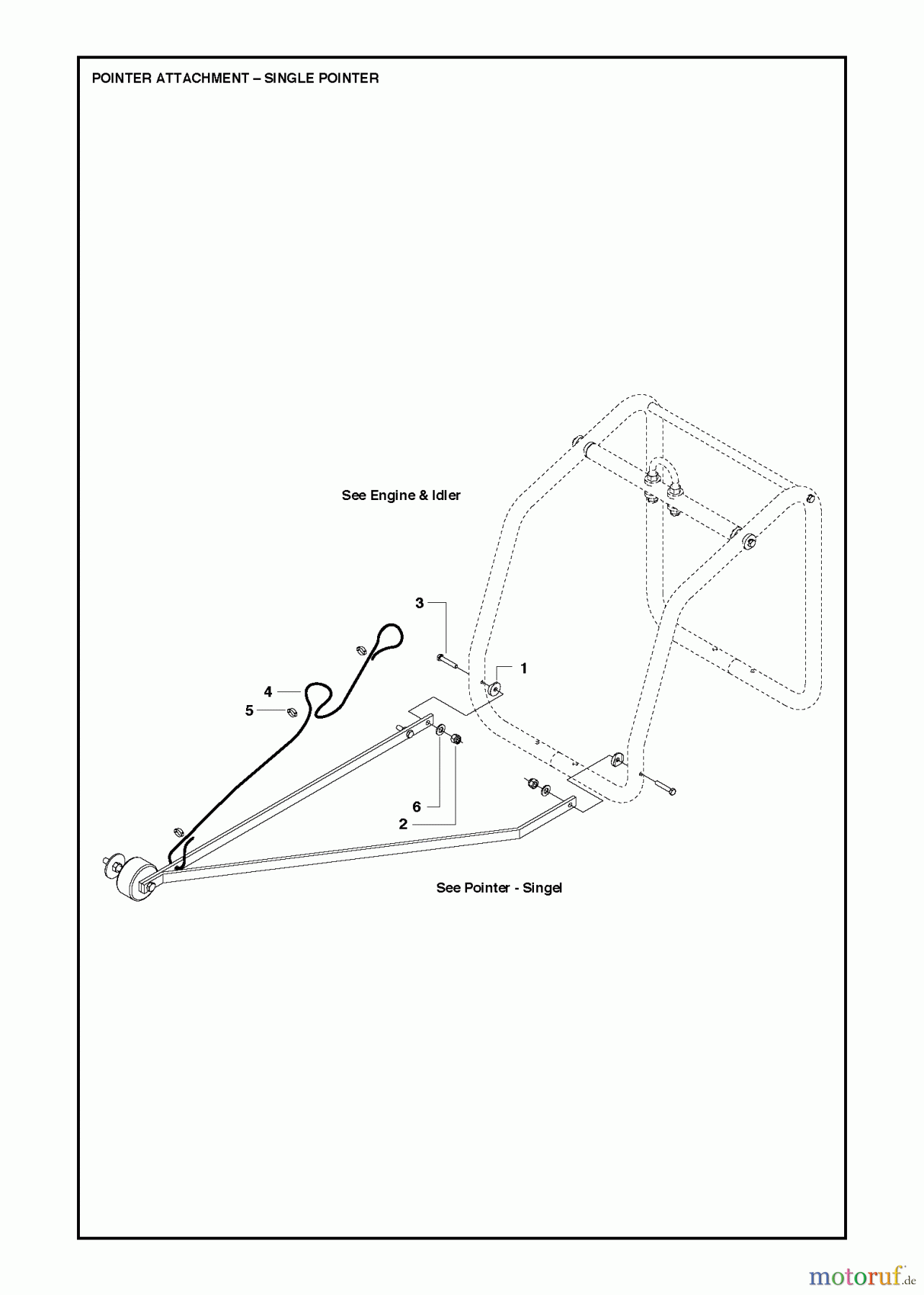 Trennschneider, Floor FS513/FS520/FS524, Valid for Machine numbers FS520-2150, FS524-1630 and forward, 2011-02 POINTER ATTACHMENT - SINGLE POINTER
