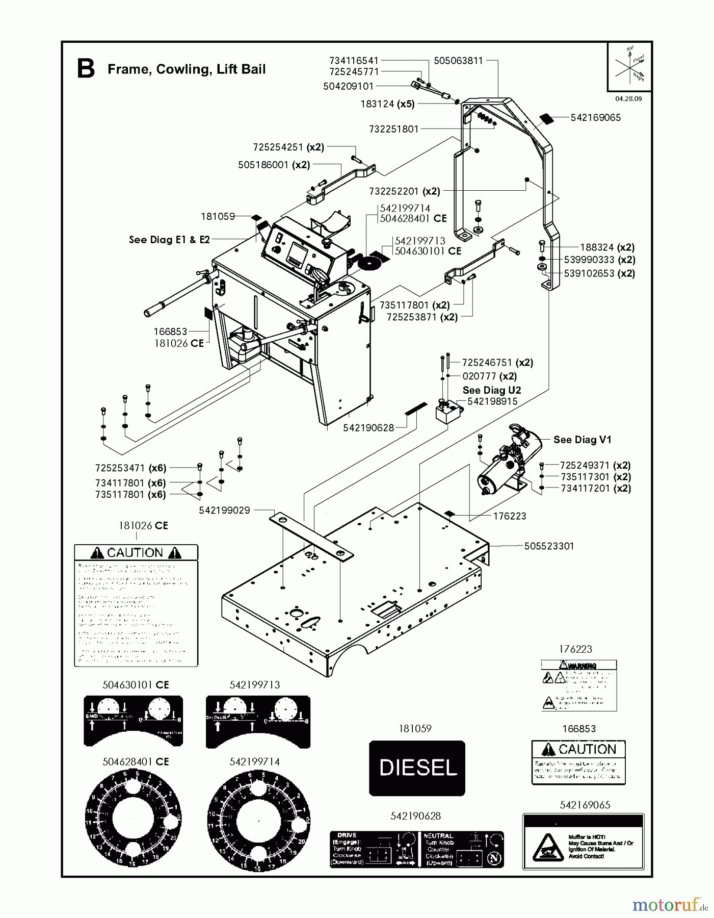  Trennschneider, Floor FS6600 JD T3, 2009-20 Frame, Cowling, Lift Bail