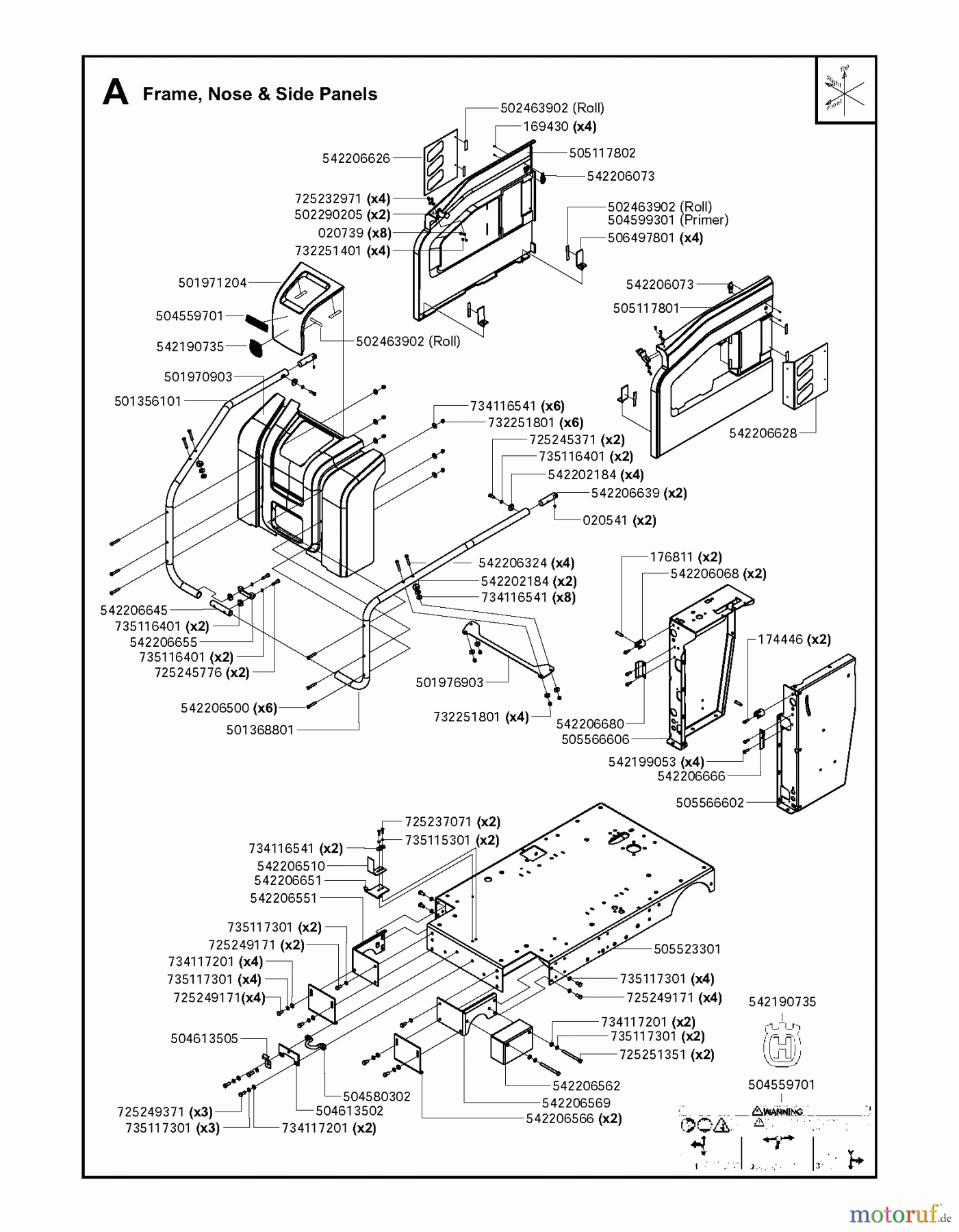  Trennschneider, Floor FS6600 JD T3, 2009-20 Frame, Nose & Side Panels