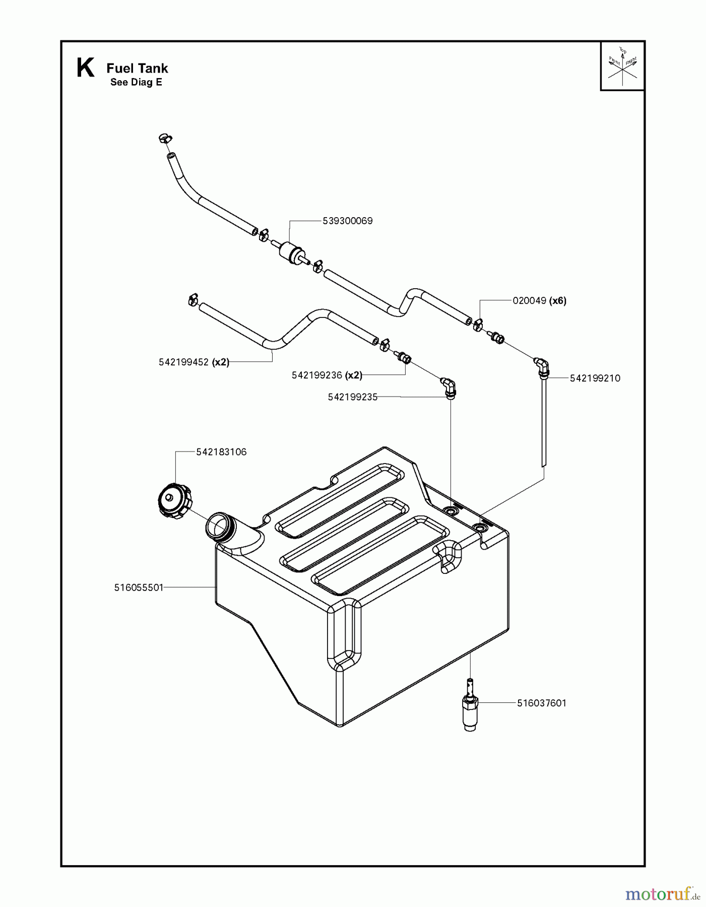 Trennschneider, Floor FS6600 JD T3, 2009-20 Fuel Tank