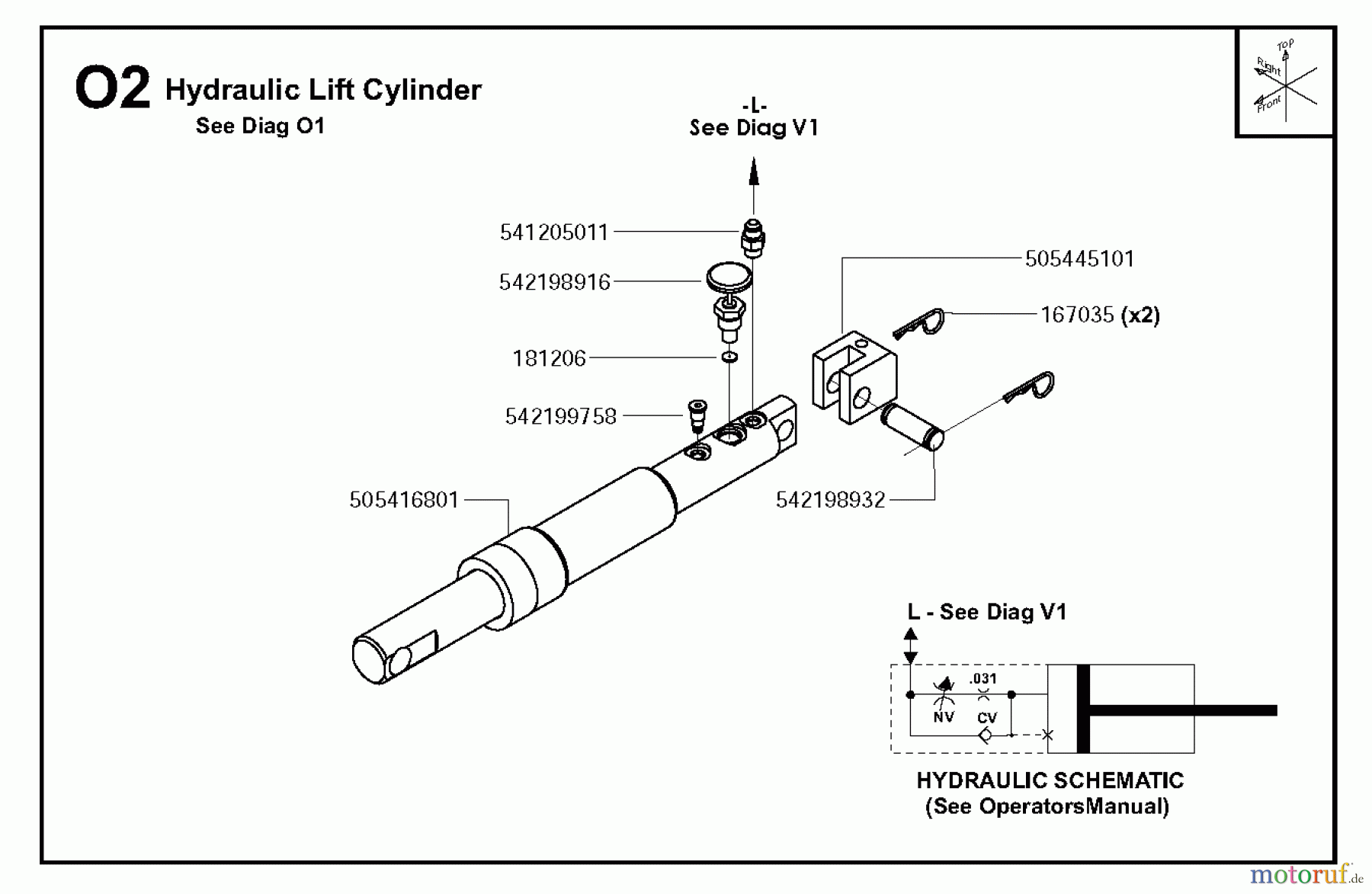 Trennschneider, Floor FS6600 JD T3, 2009-20 Hydraulic Lift Cylinder