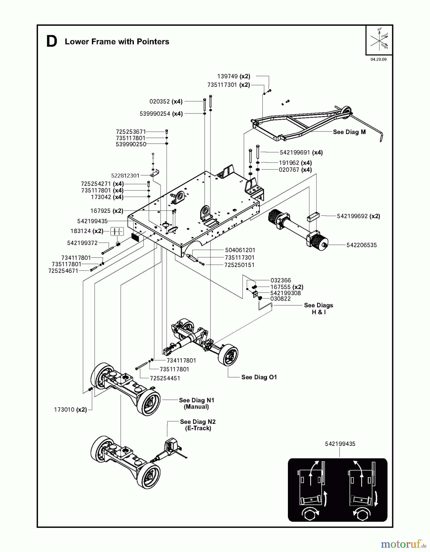 Trennschneider, Floor FS6600 JD T3, 2009-20 Lower Frame with Pointers