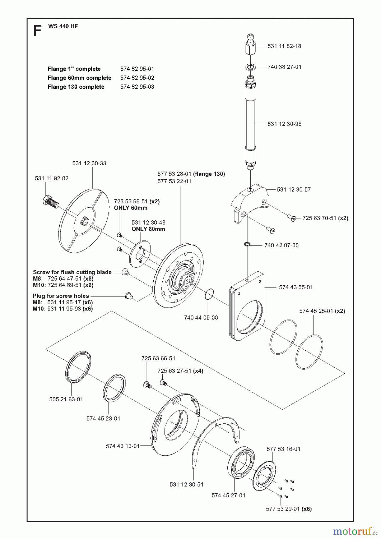 Wand und Kabelsägen WS440 HF, 2011-04 Blade flange
