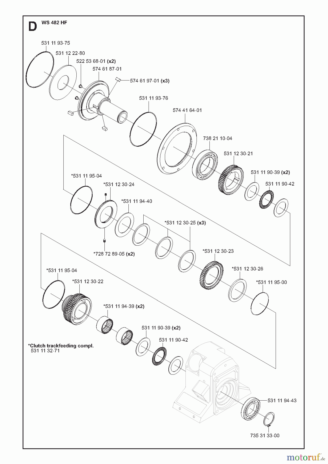 Wand und Kabelsägen WS482 HF, 2010-11 Feeding gears