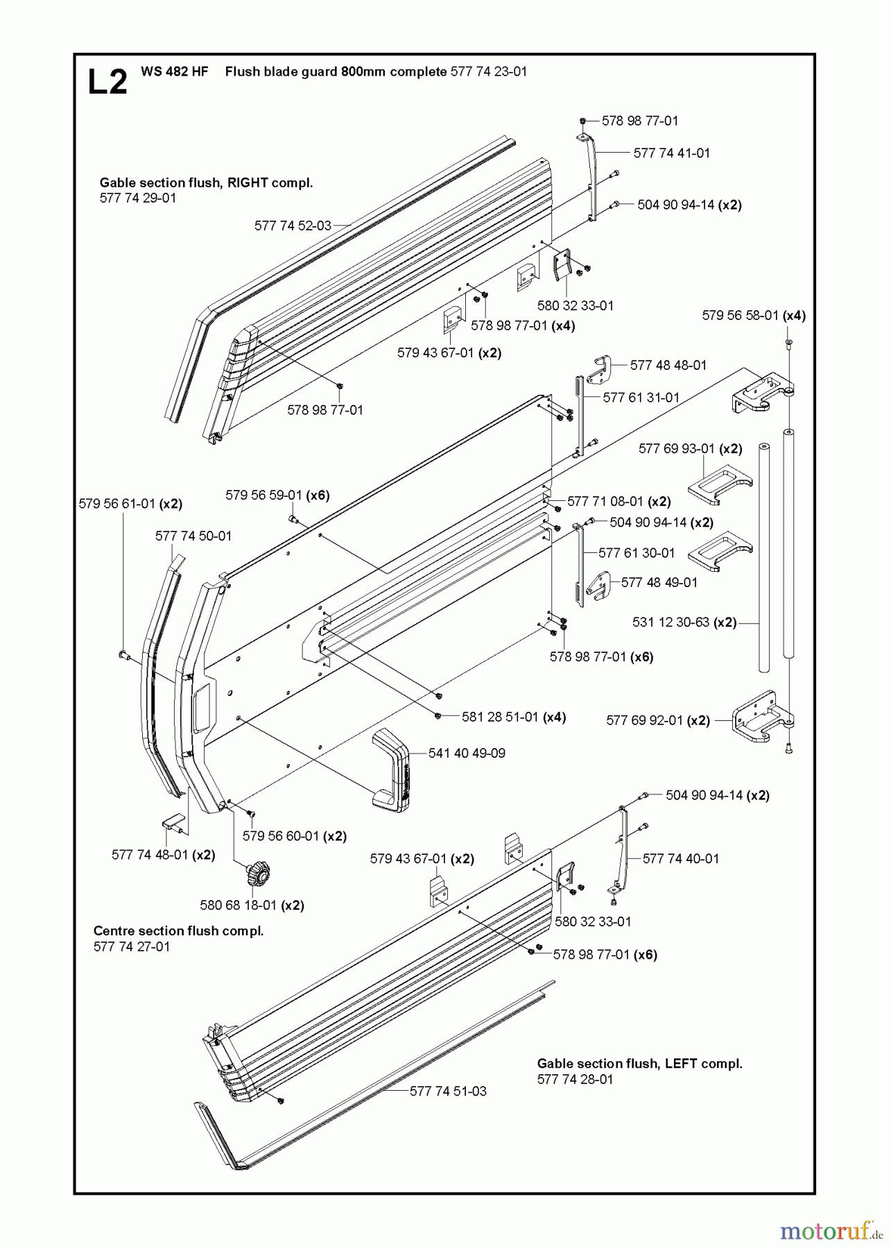  Wand und Kabelsägen WS482 HF, Valid from machine no. 1275, 2012-07 GUARDS 800mm #2