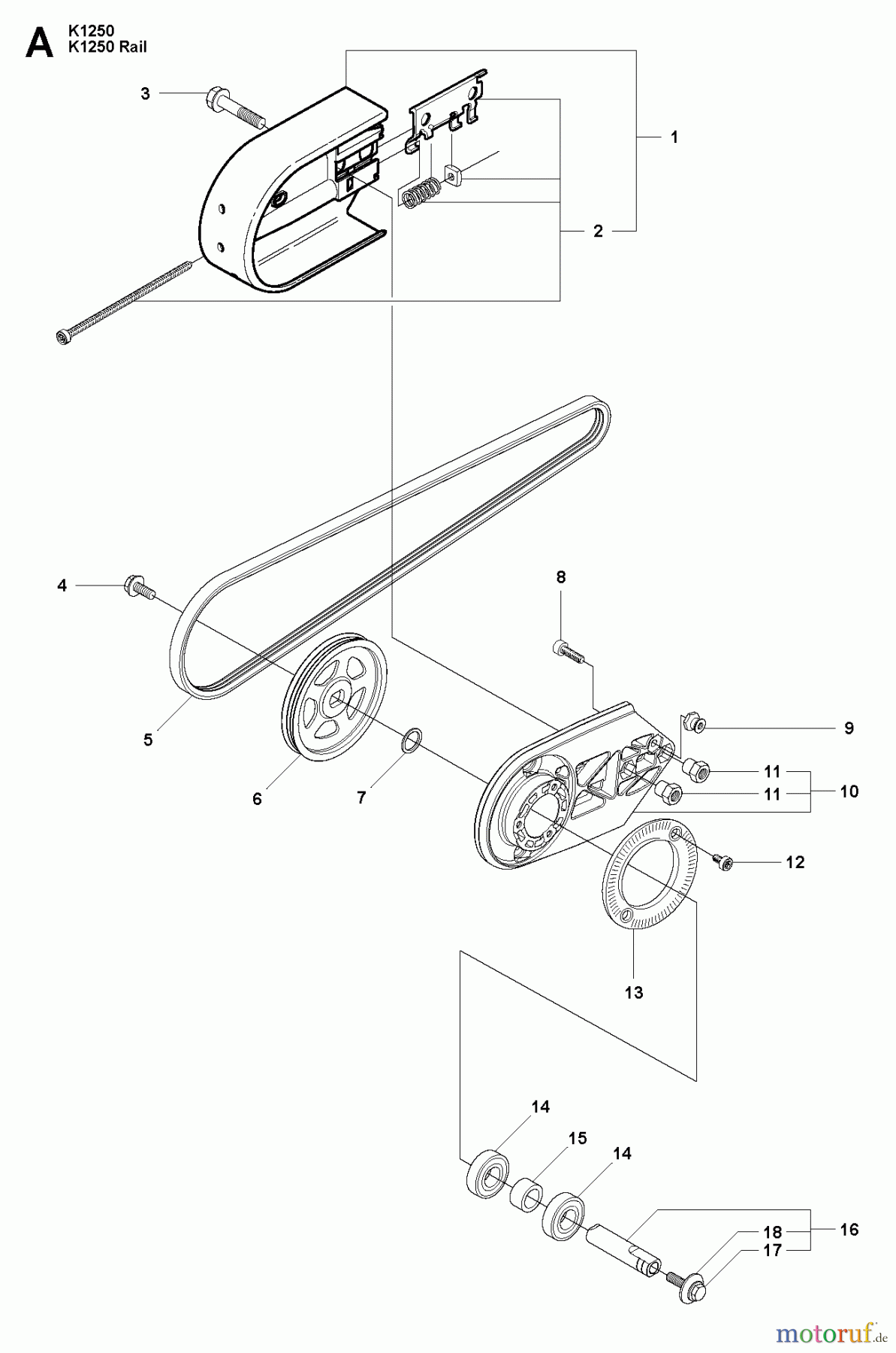  Trennschneider, Cut-Off K1250 RAIL, 2008-01 BELT GUARD & PULLEY
