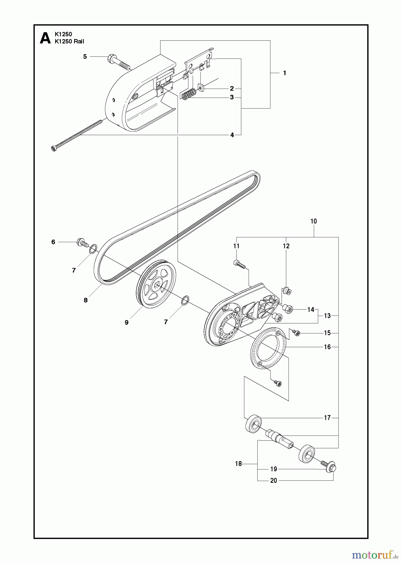 Trennschneider, Cut-Off K1250 Rail, 2010-02 BELT GUARD & PULLEY
