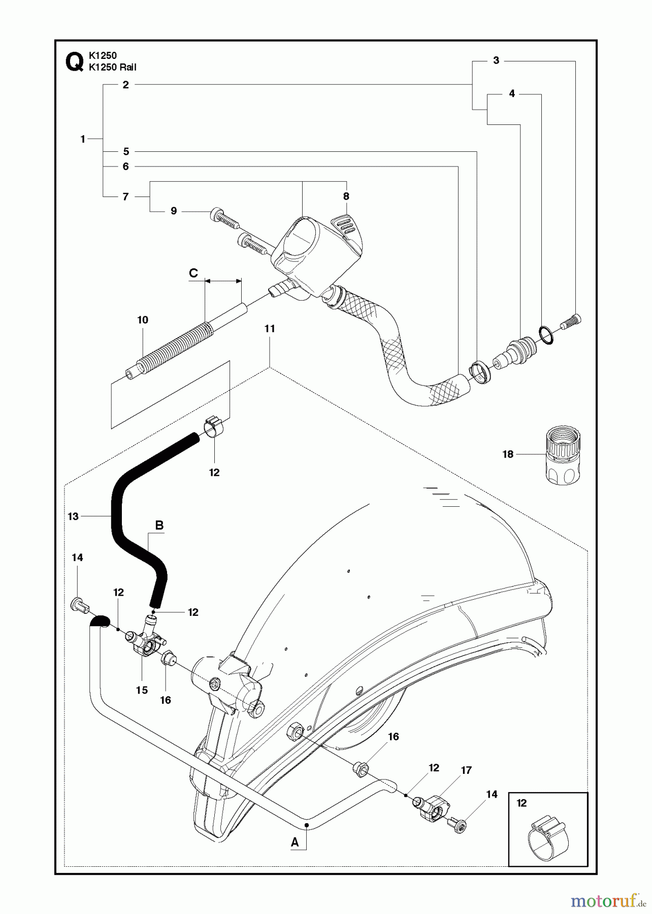 Trennschneider, Cut-Off K1250 Rail, 2010-02 WATER HOSE KIT