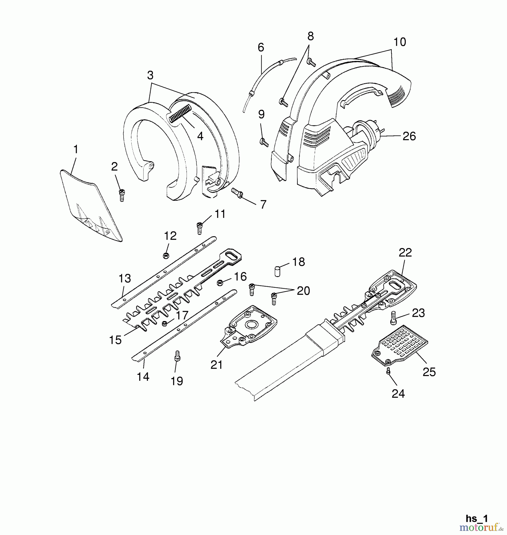  Wolf-Garten Hedge shears HS 54 E 7491000  (2004) Motor housing, Shearing plate