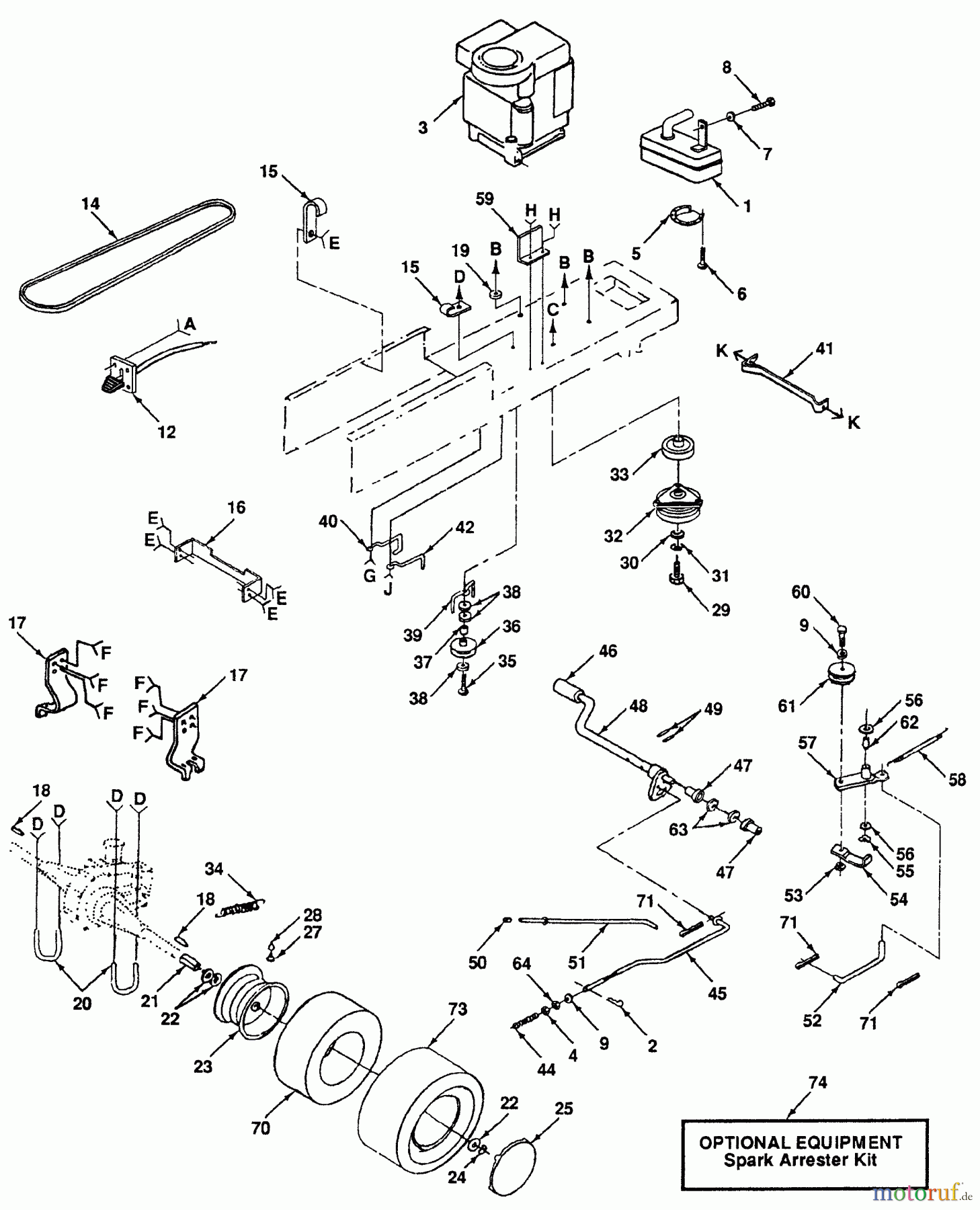 Husqvarna Rasen und Garten Traktoren YT 140H (954000151) (H14H38B) - Husqvarna Yard Tractor (1991-01 & After) Drive (Part 1)