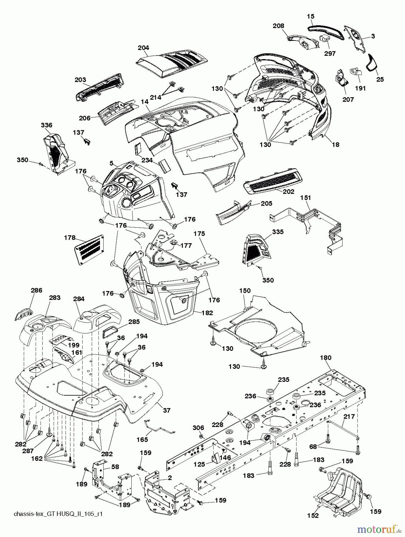Husqvarna Rasen und Garten Traktoren YT42XLS (96043015401) - Husqvarna Yard Tractor (2013-08) CHASSIS ENCLOSURES