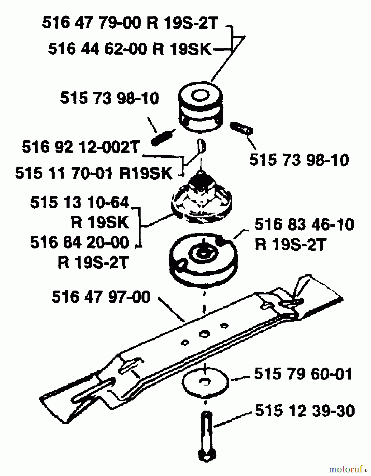 Husqvarna Rasenmäher Royal 19 S - Husqvarna Walk-Behind Mower (1989-01 & After) Blade Assembly