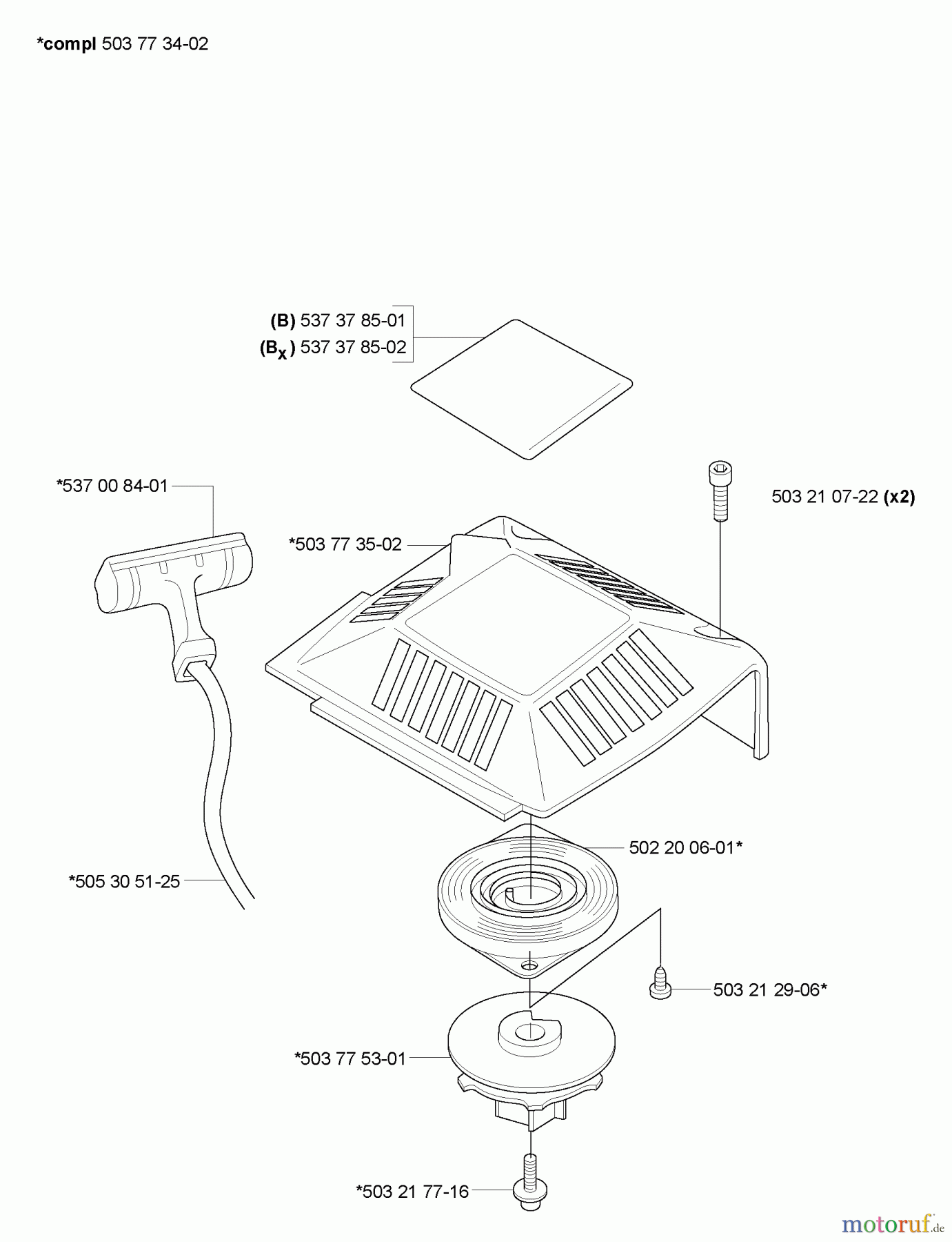 Husqvarna Bläser / Sauger / Häcksler / Mulchgeräte 225 B - Husqvarna Handheld Blower (2006-09 & After) Starter
