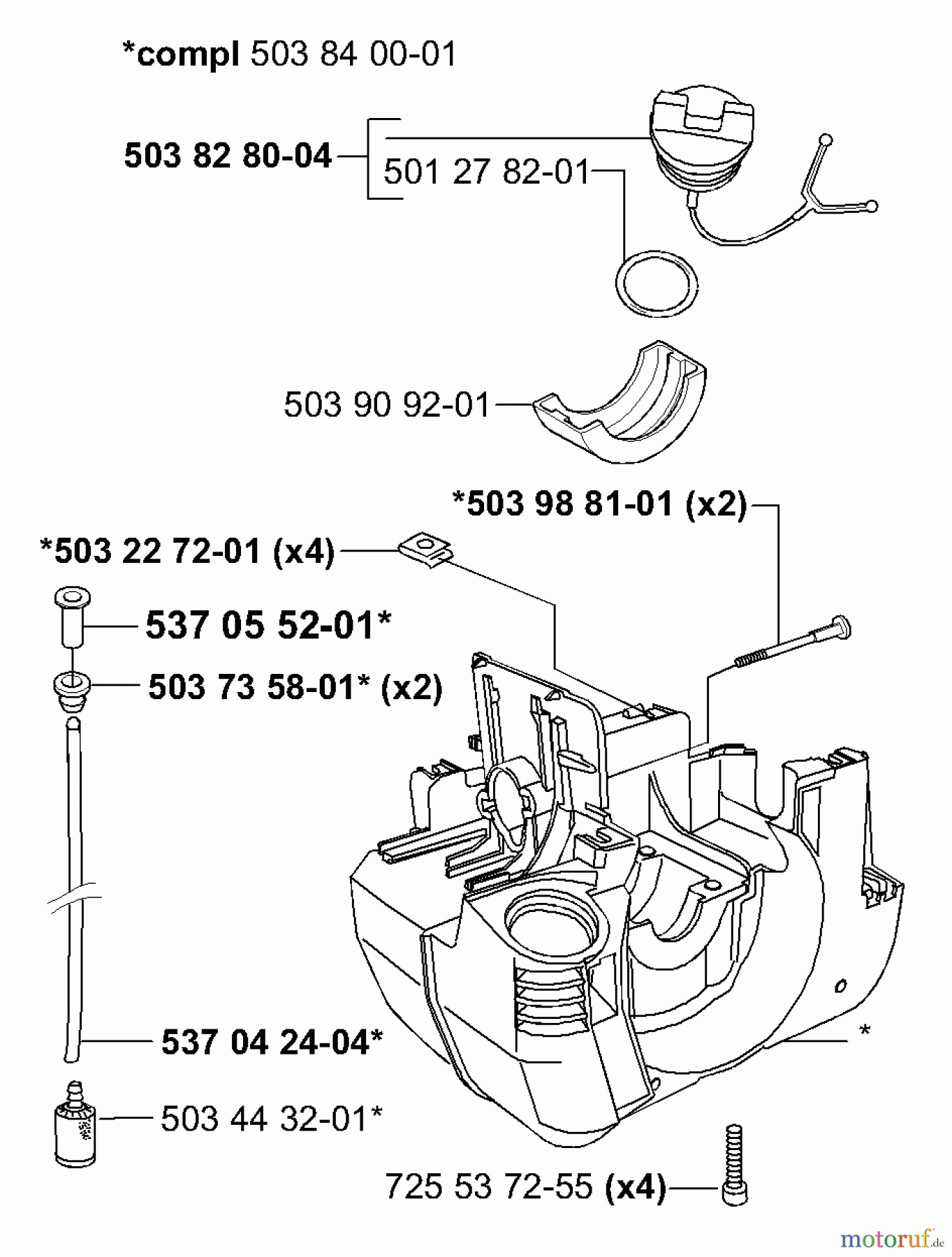 Husqvarna Kantenschneider 225 E - Husqvarna Handheld Edger (2000-10 & After) Crankcase/Tank