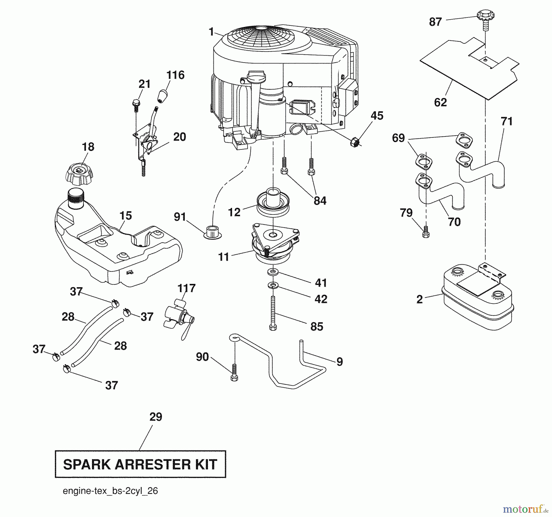 Husqvarna Rasen und Garten Traktoren 2748GLS (96043006500) - Husqvarna Lawn Tractor (2008-12 & After) Engine / Fuel Tank