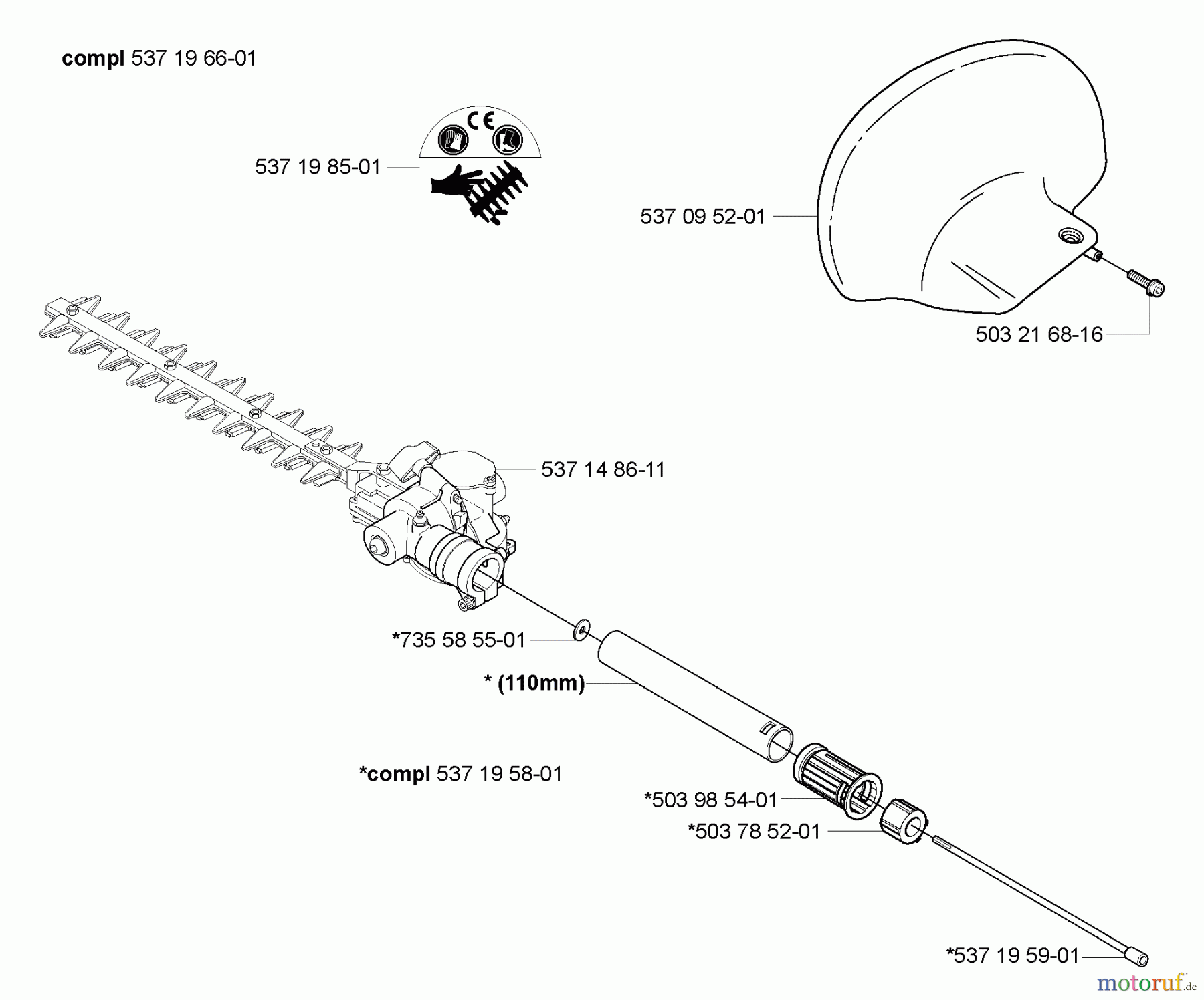  Husqvarna Zubehör HA 110 - Husqvarna Hedge Trimmer Attachment (2005-02 to 2005-09) Hedgetrimmer Attachment HA110