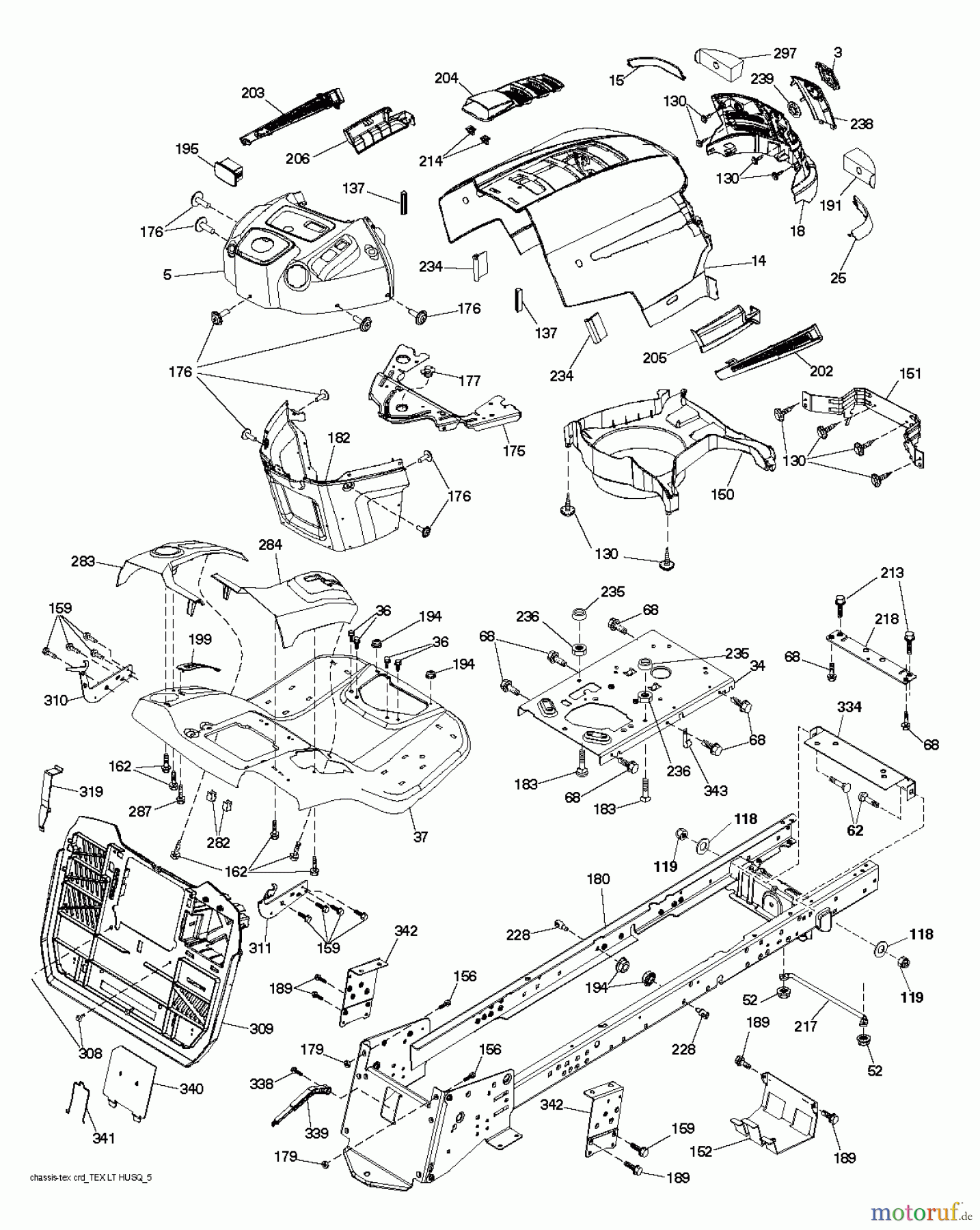 Husqvarna Rasen und Garten Traktoren CTH 174 (96051002701) - Husqvarna Lawn Tractor (2012-05 & After) CHASSIS ENCLOSURES
