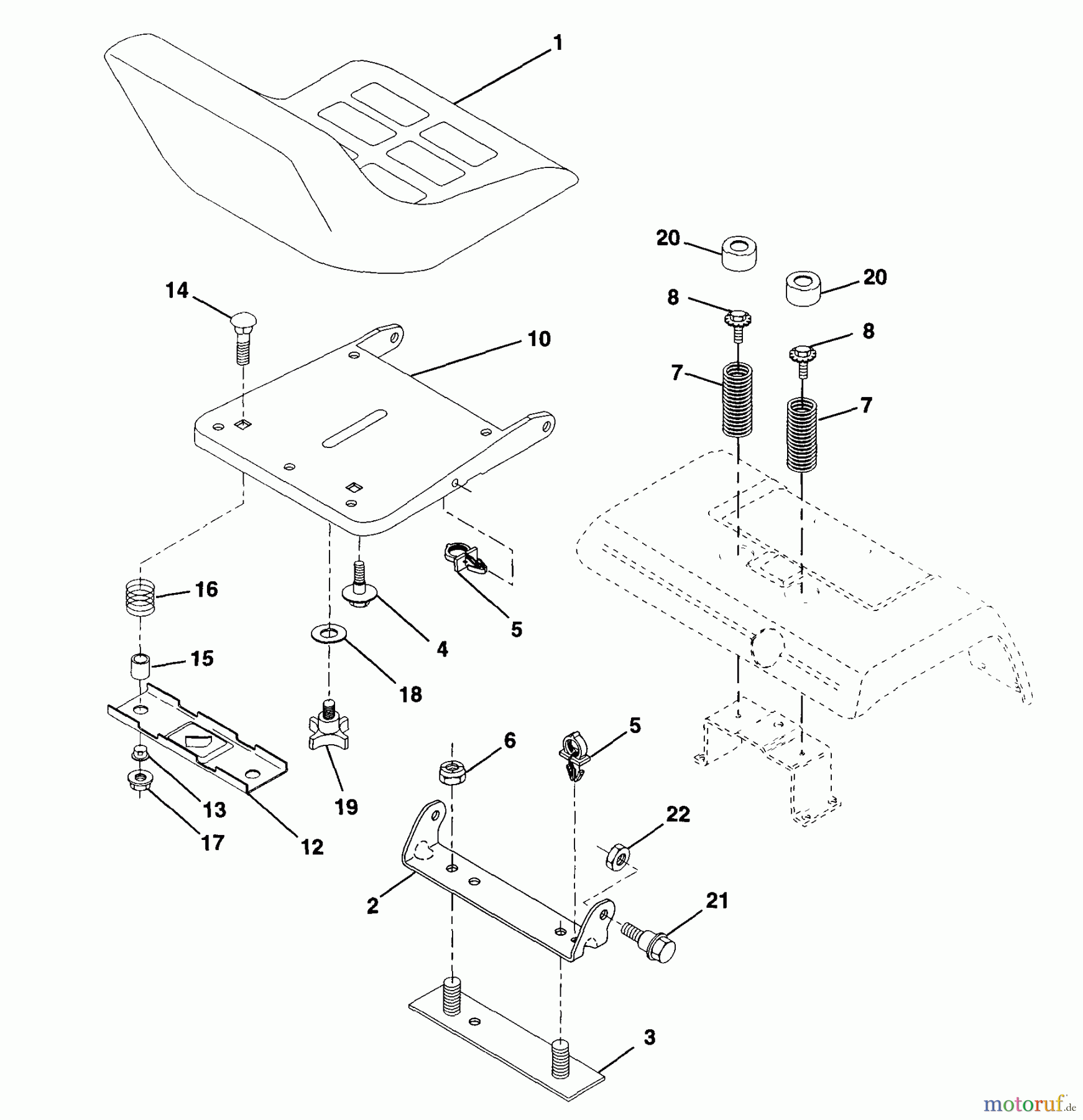 Husqvarna Rasen und Garten Traktoren GT 200 (954140011A) - Husqvarna Garden Tractor (1997-12 & After) Seat Assembly