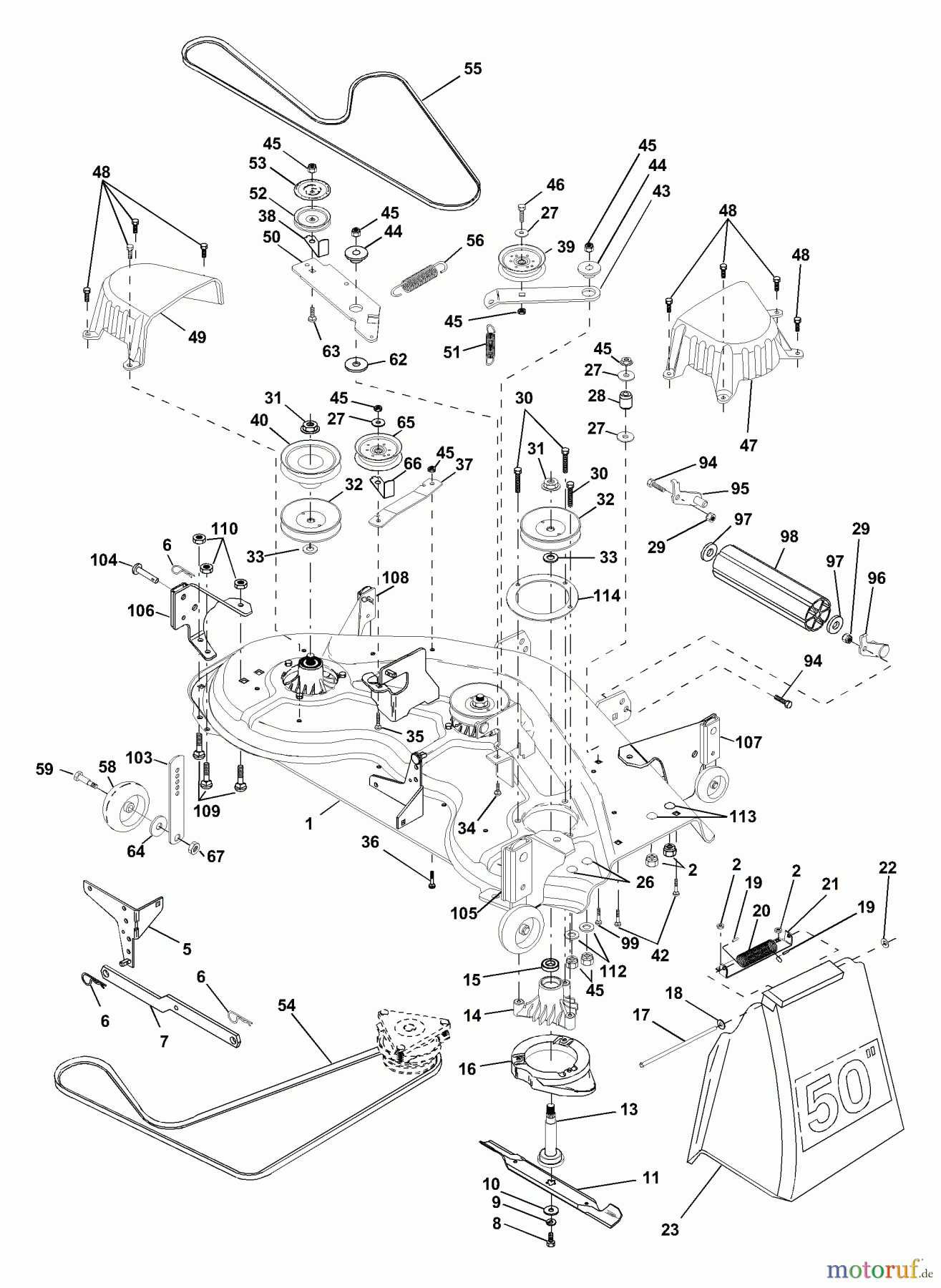 Husqvarna Rasen und Garten Traktoren GTH 2550 A (954567109) - Husqvarna Garden Tractor (2001-01 & After) Mower Deck
