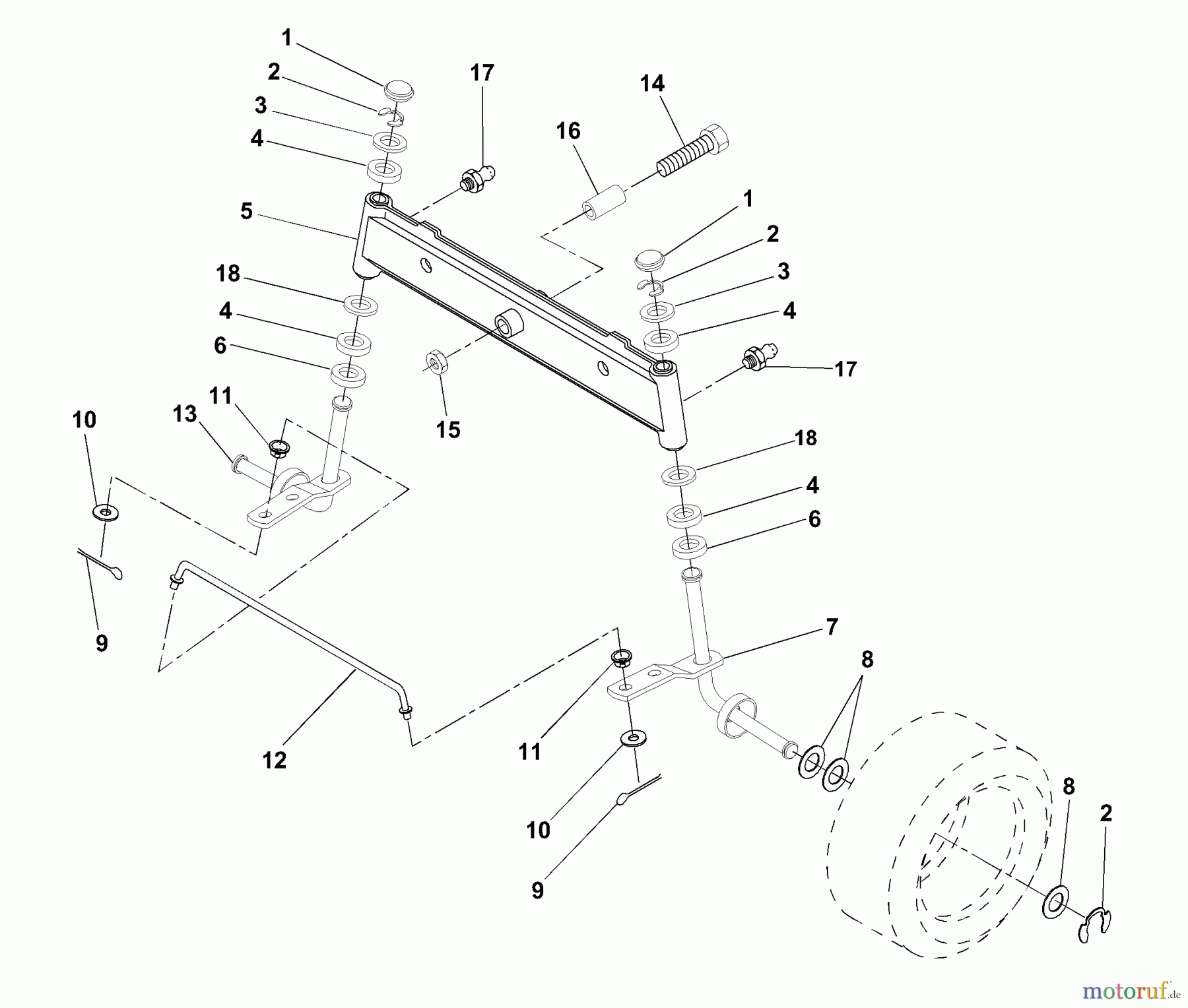 Husqvarna Rasen und Garten Traktoren LR 120 (954001242B) - Husqvarna Lawn Tractor (1995-02 & After) Front Axle