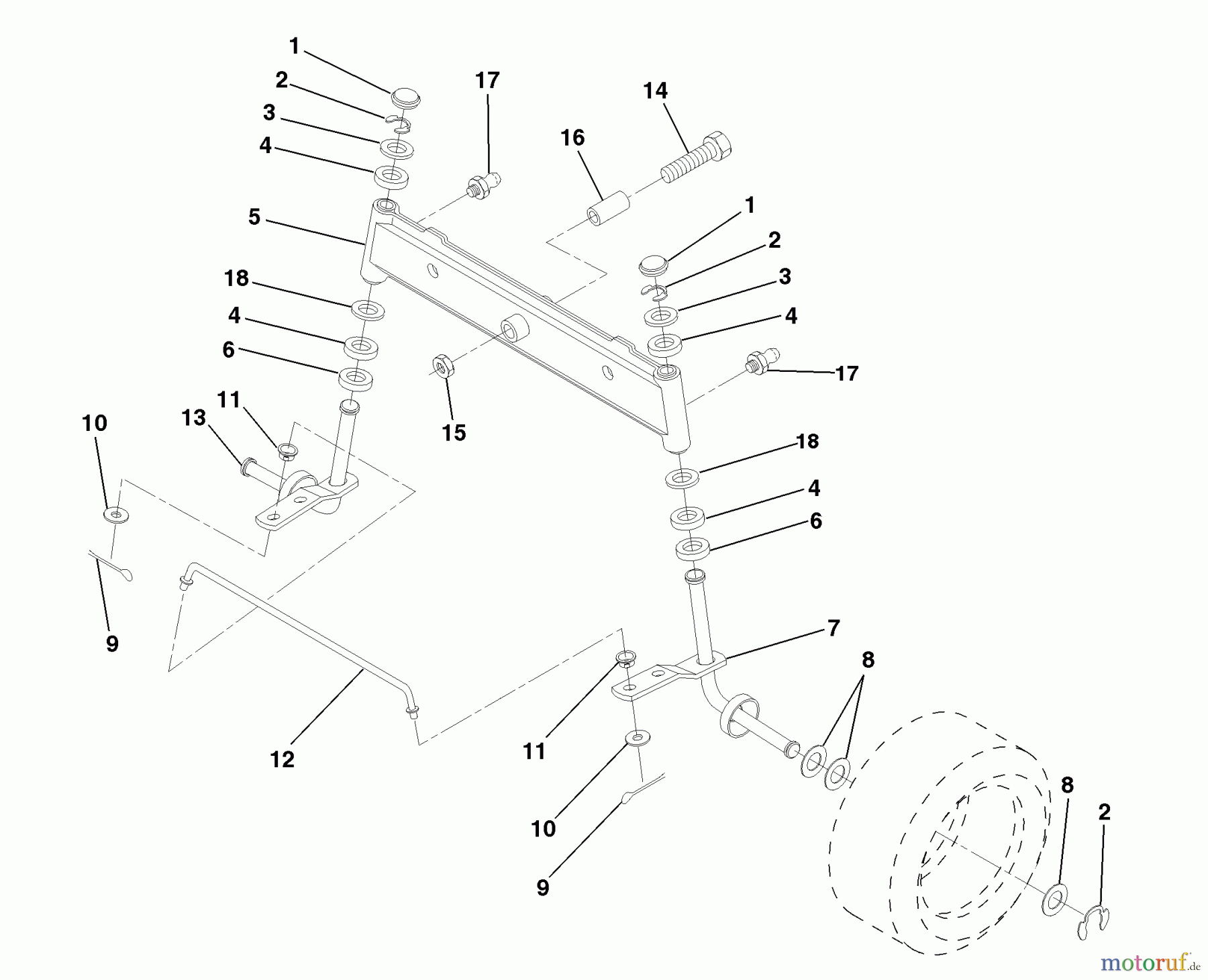 Husqvarna Rasen und Garten Traktoren LR 125 (954001202C) - Husqvarna Lawn Tractor (1995-03 & After) Front Axle