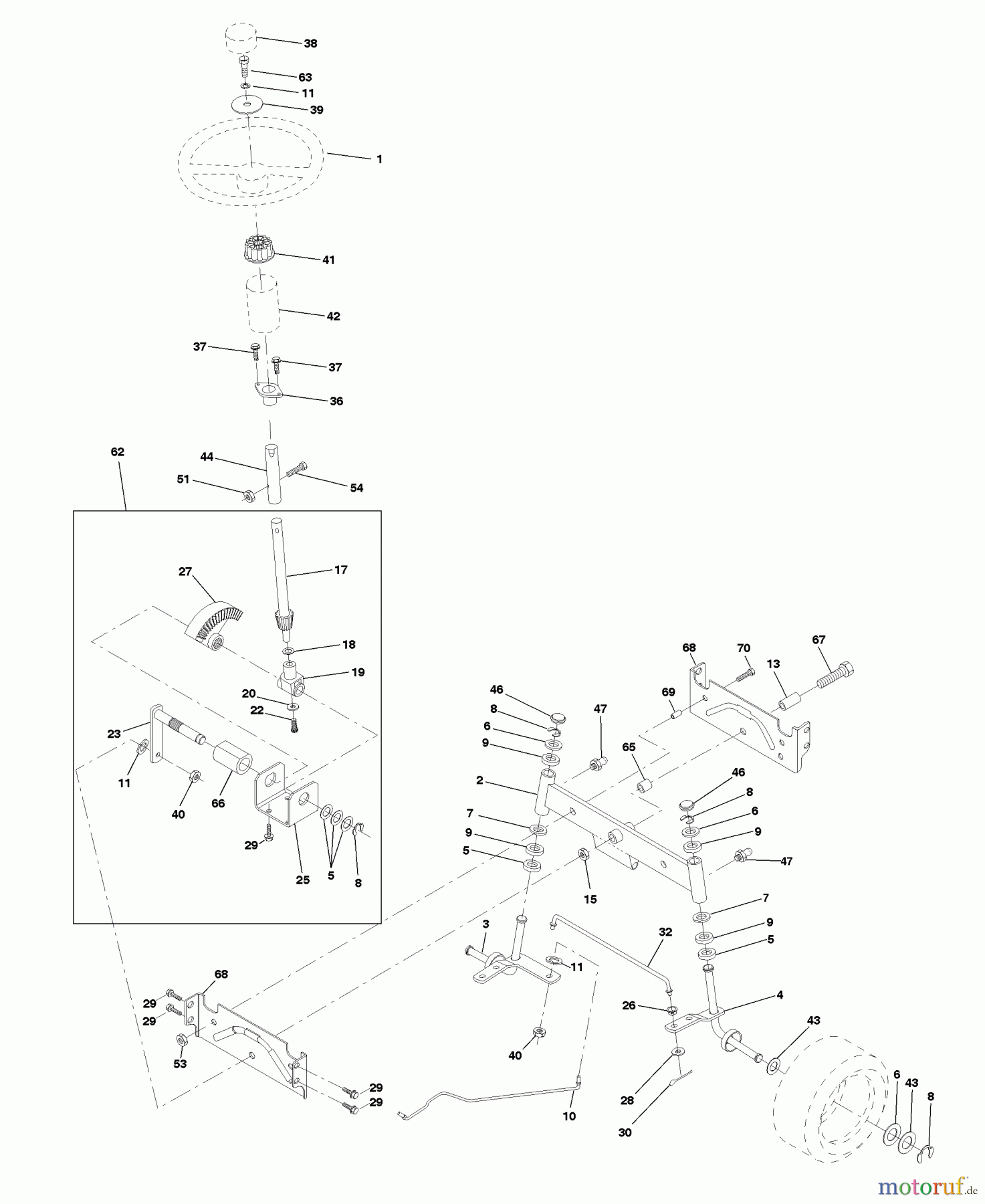 Husqvarna Rasen und Garten Traktoren LT 120 (954140002B) - Husqvarna Lawn Tractor (1997-12 & After) Steering Assembly
