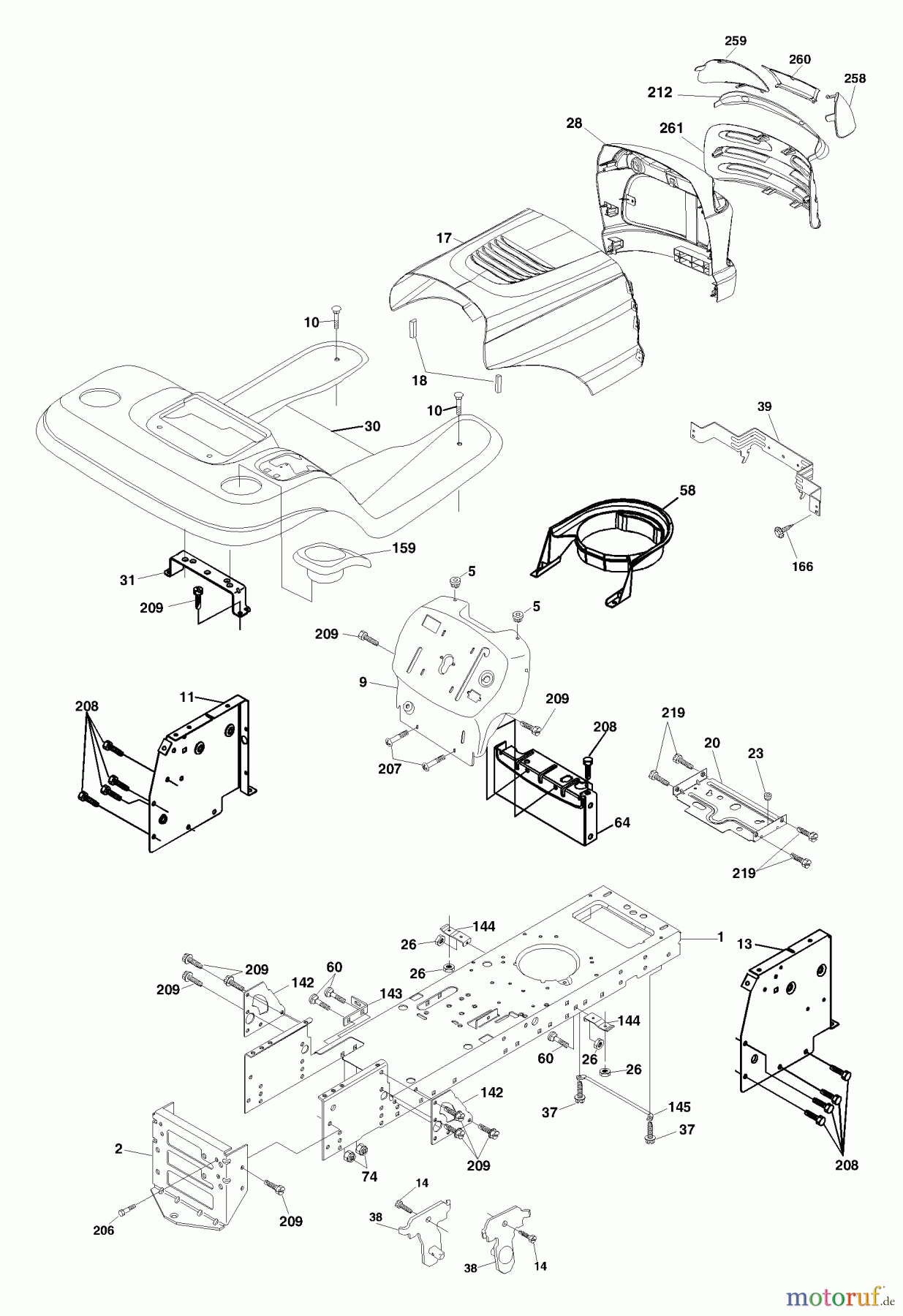 Husqvarna Rasen und Garten Traktoren LTH 2042B (954571953) - Husqvarna Lawn Tractor (2004-01 & After) Chassis And Enclosures