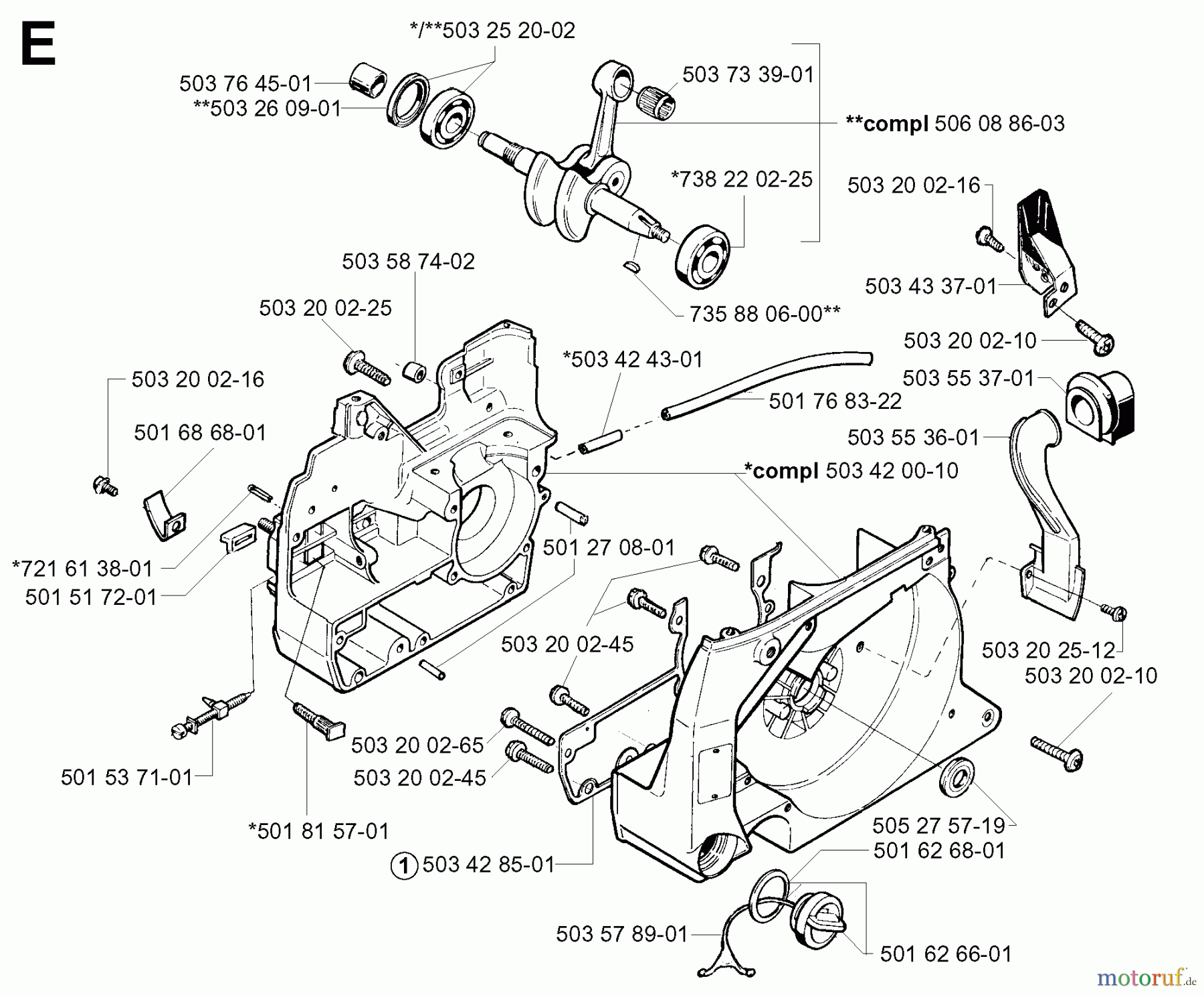  Jonsered Motorsägen 2077 - Jonsered Chainsaw (2001-10) CRANKCASE