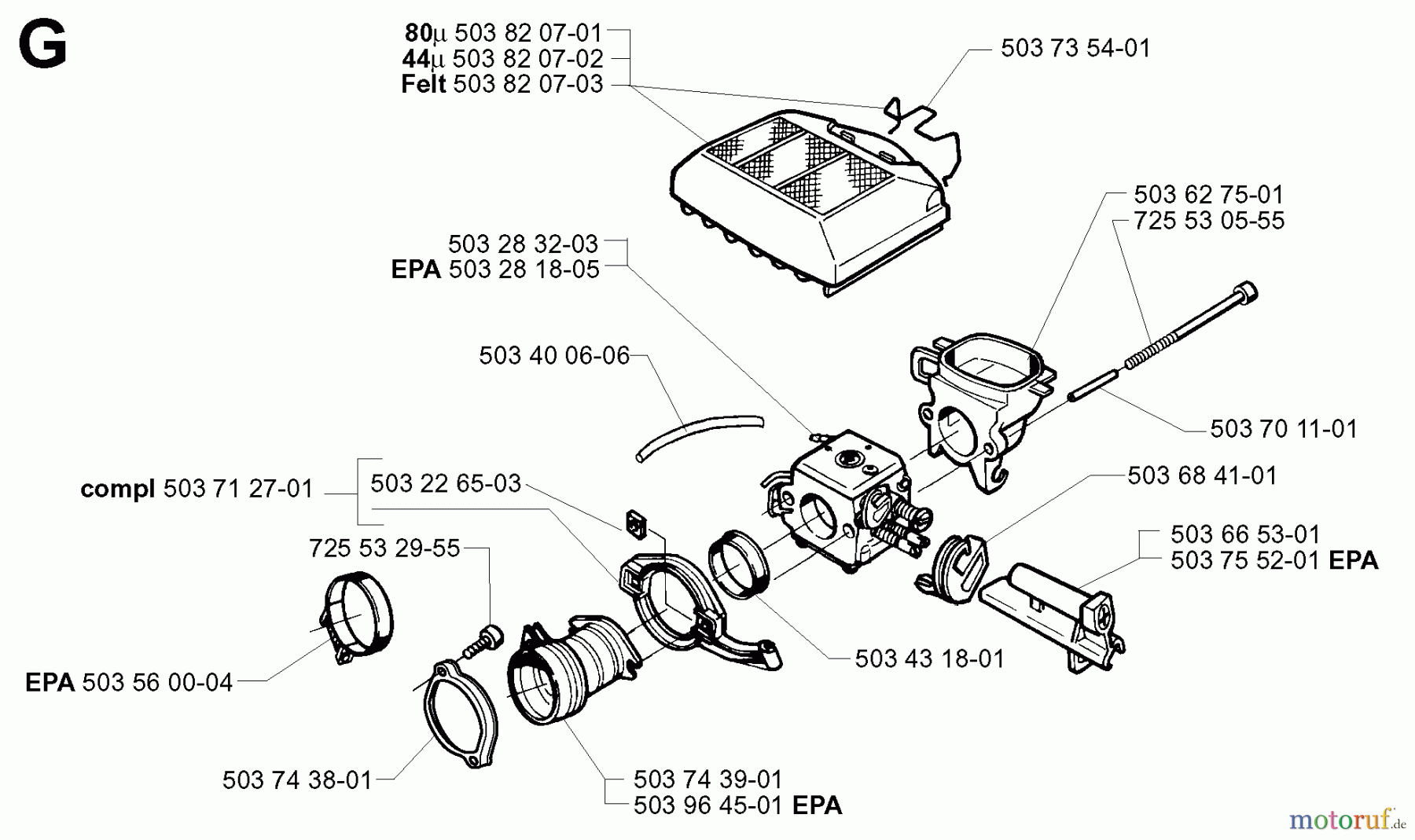  Jonsered Motorsägen 2165 - Jonsered Chainsaw (2002-01) CARBURETOR AIR FILTER