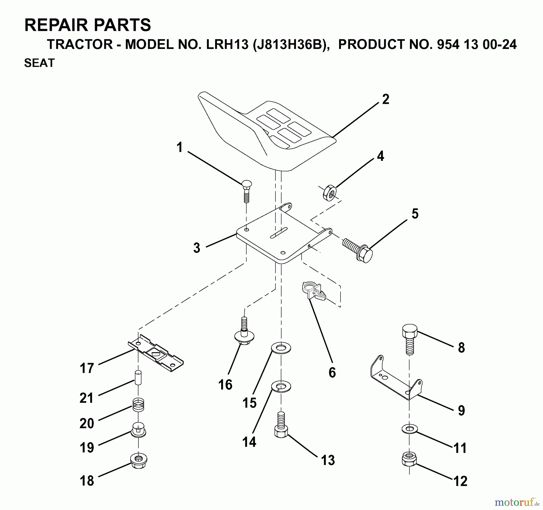  Jonsered Rasen  und Garten Traktoren LRH13 (J813H36B, 954130024) - Jonsered Lawn & Garden Tractor (1998-12) SEAT
